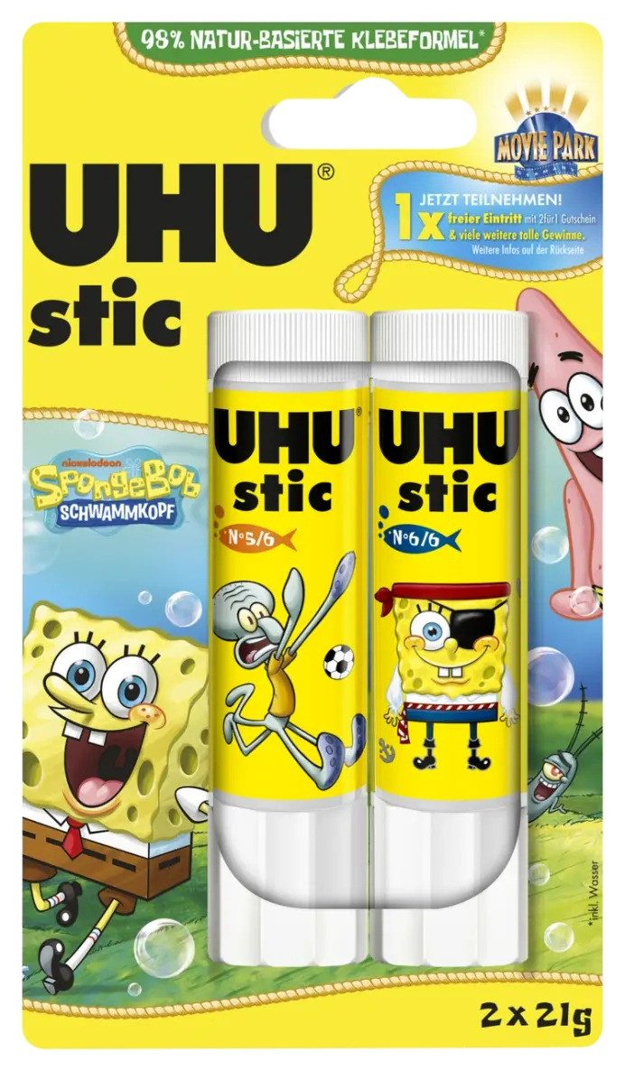 UHU Klebestift UHU stic SpongeBob Schwammkopf Klebestifte 21,0 g, 2 St.