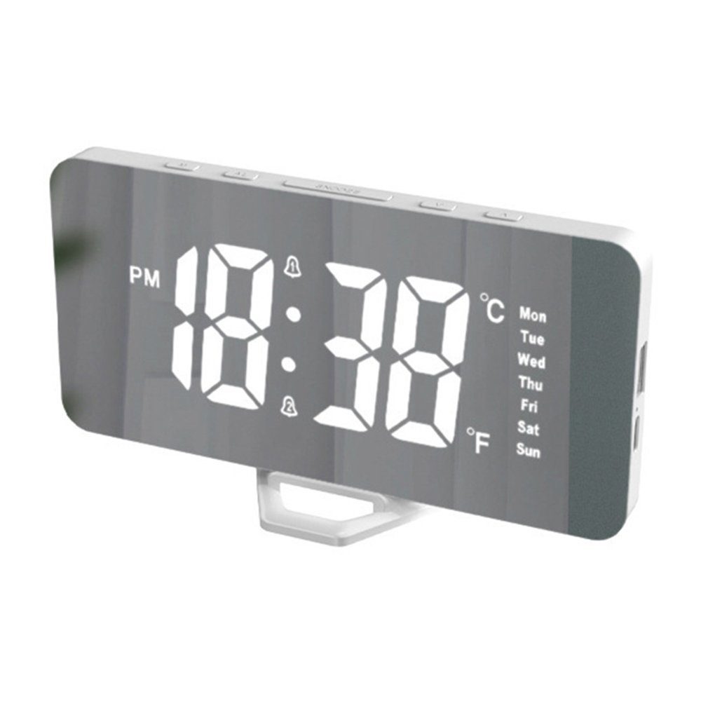 Dekorative Wecker Wecker Digital, Spiegel-Wecker, LED Display Temperaturanzeige mit Anzeige Digital Uhr mit Snooze Moduls weiß