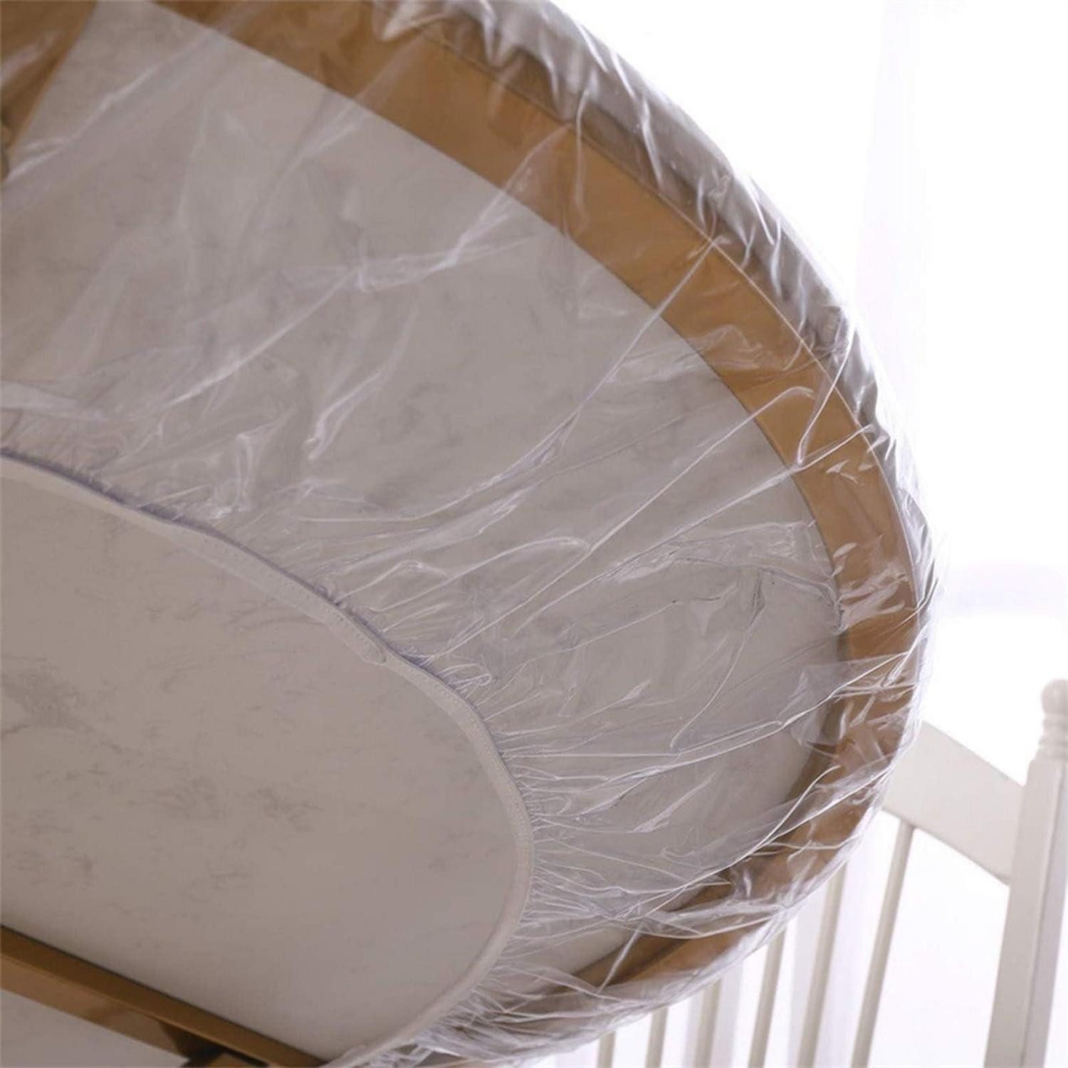 LuxusKollektion Tischschonbezug Runde Tischdecke transparent mit Gummizug 102-112cm (1-tlg)