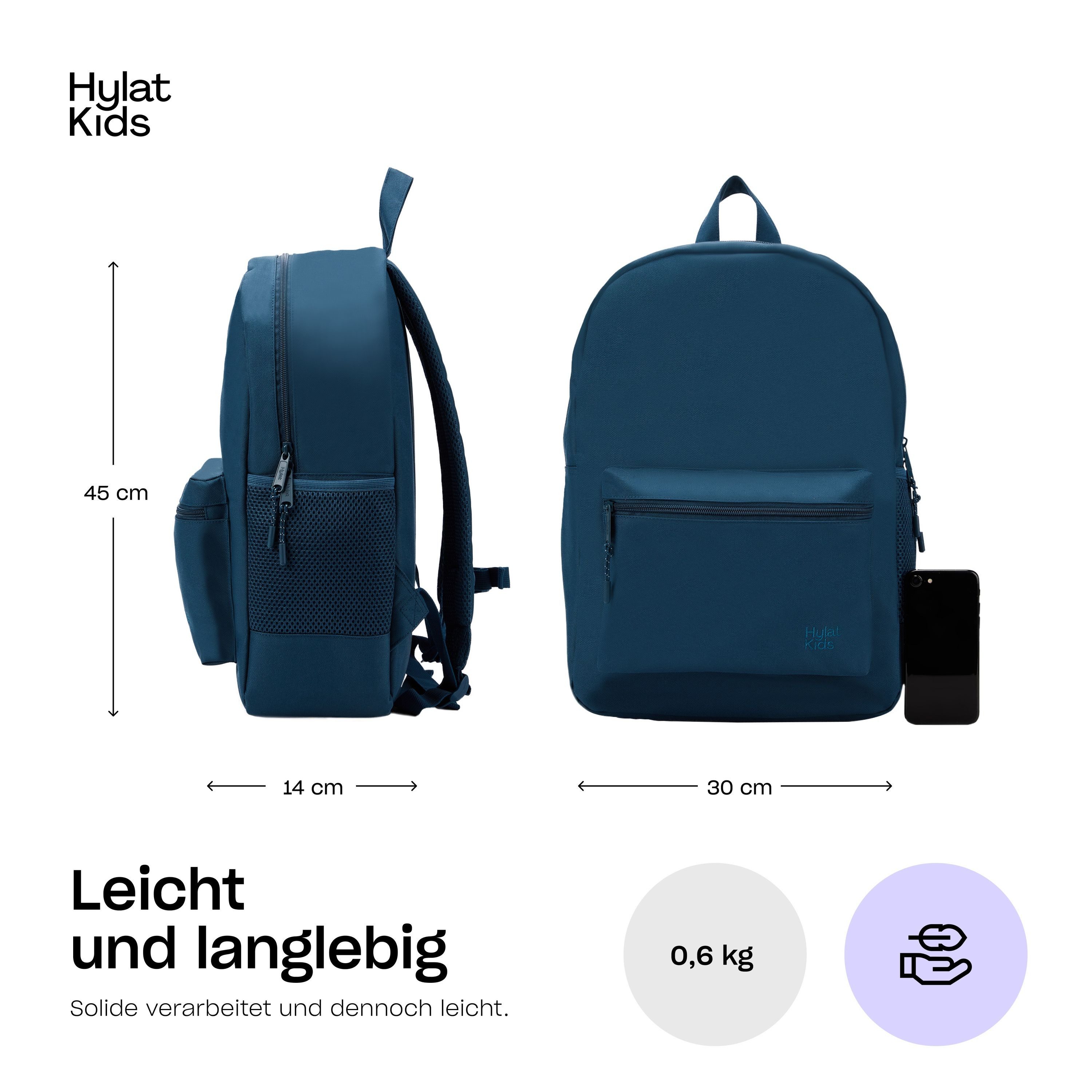 Hylat Baby Minirucksack Kinderrucksack für Kita und Spielplatz-praktischer Rucksack-Dunkelblau (1-tlg), Kinderrucksack für Kita und Spielplatz - Dunkelblau