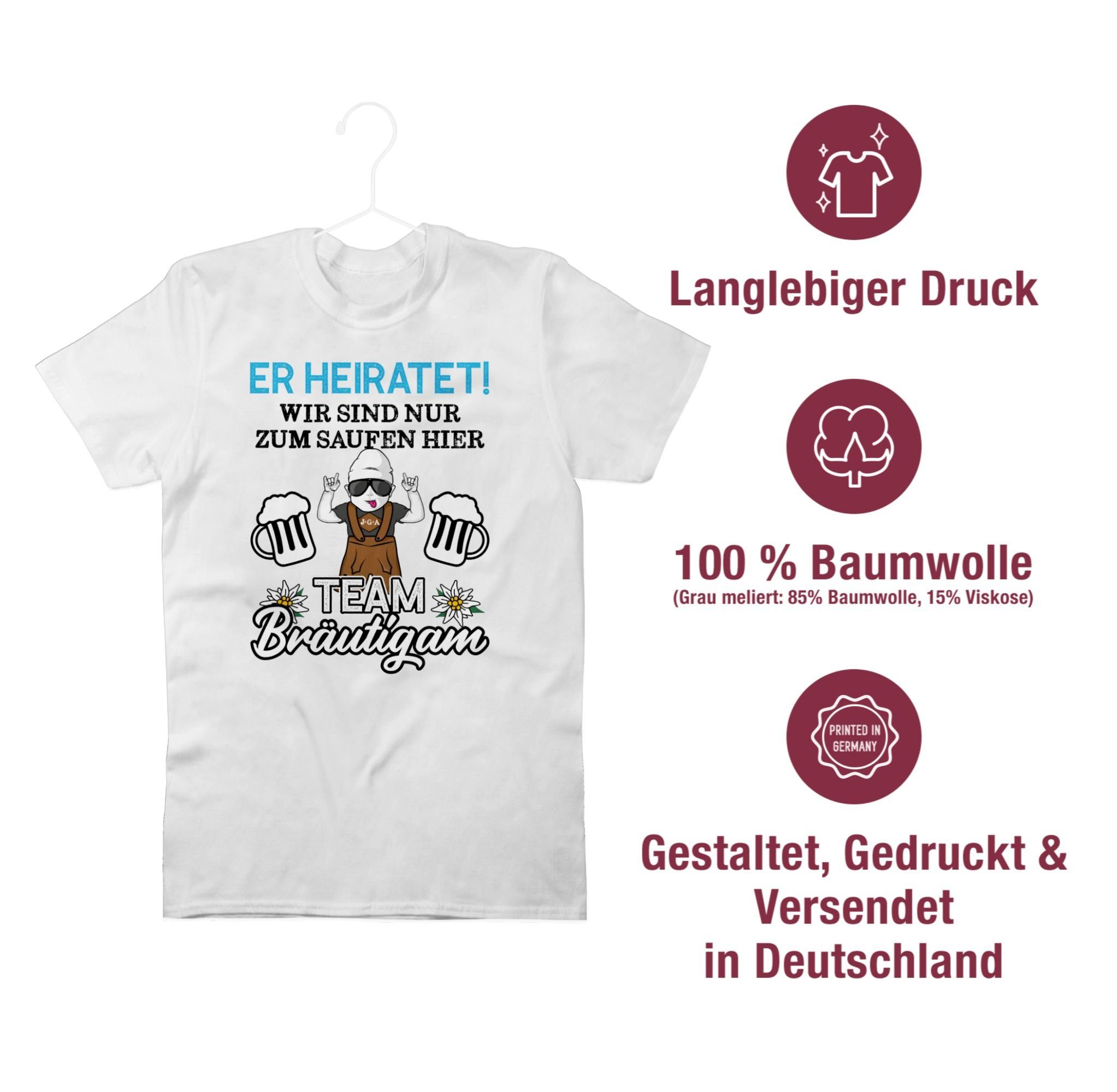 Team heiratet saufen Schwarz/Bl Männer 1 Bräutigam zum - T-Shirt - Shirtracer JGA Er hier sind nur Weiß wir