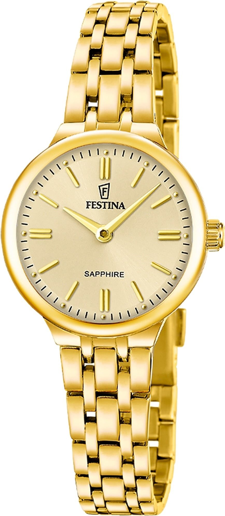 Festina Quarzuhr Festina Damenuhr Mademoiselle Armbanduhr, (Analoguhr), Damen Armbanduhr rund, Edelstahlarmband gold, Fashion