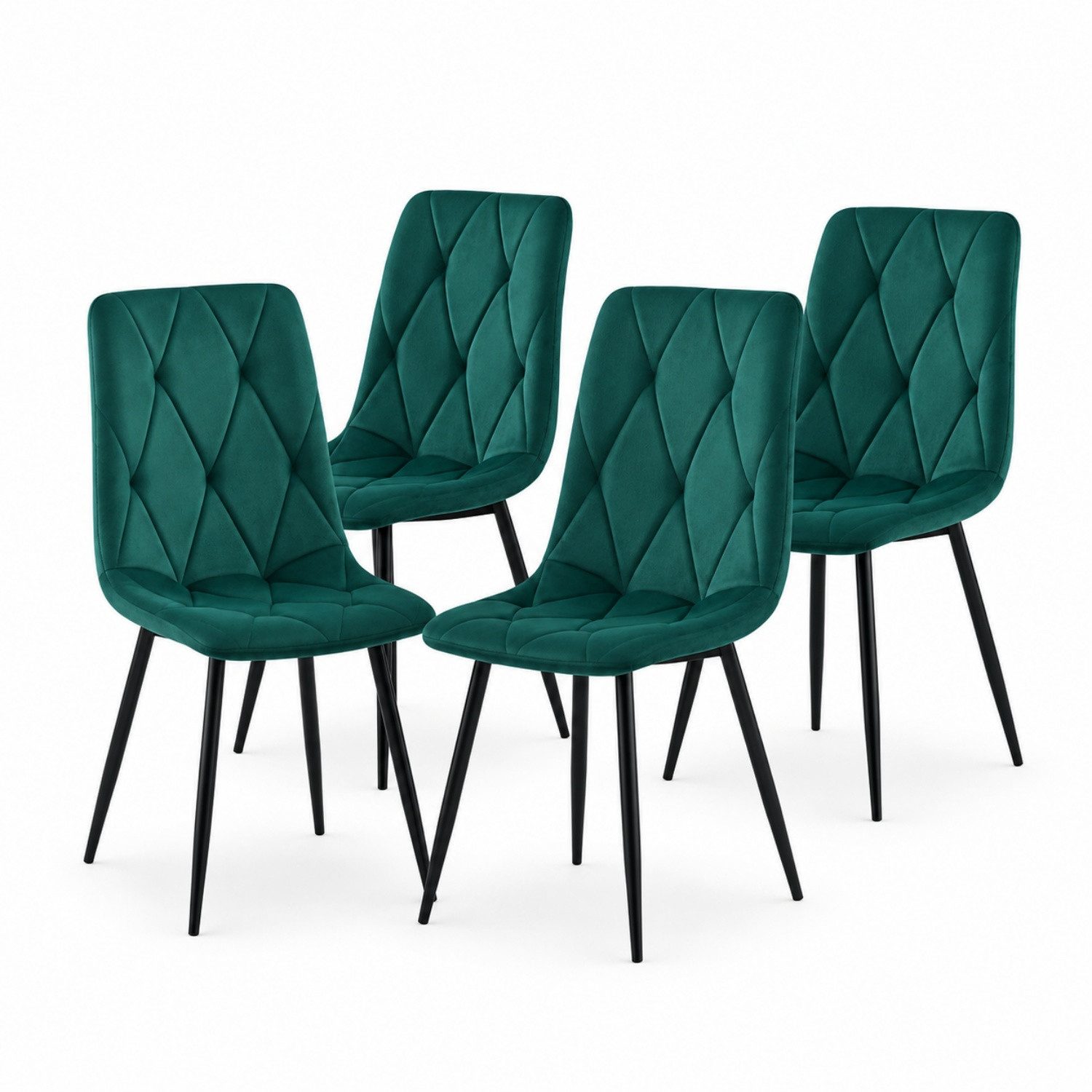 ANYSUN Esszimmerstuhl Polsterstuhl 4er Set, Samtbezug, Rückenlehne & Metallbeine, Weich gepolstert, bis 150 kg, komfortabel für Esszimmer & Küche