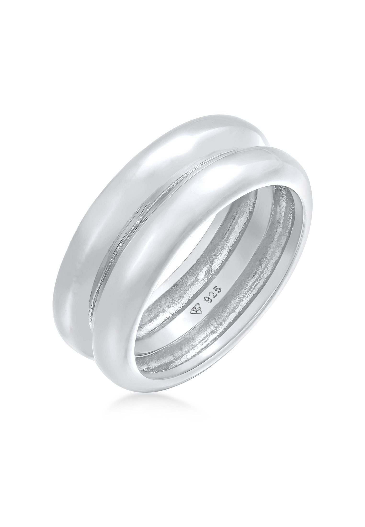 Elli Premium Partnerring Bandring Double Unisex 925 Ring rhodiniert
