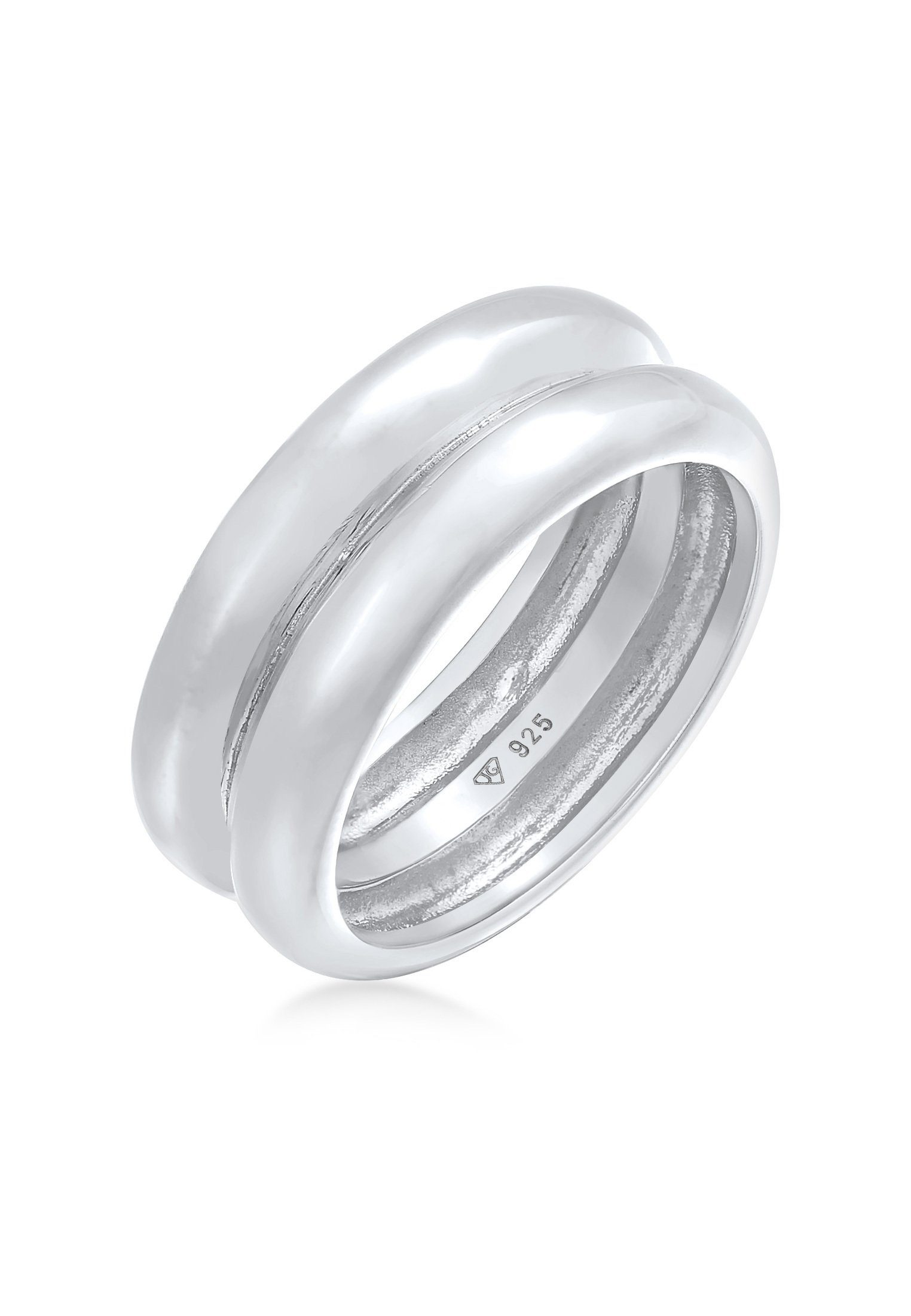 Partnerring Bandring Double Unisex 925 Ring rhodiniert