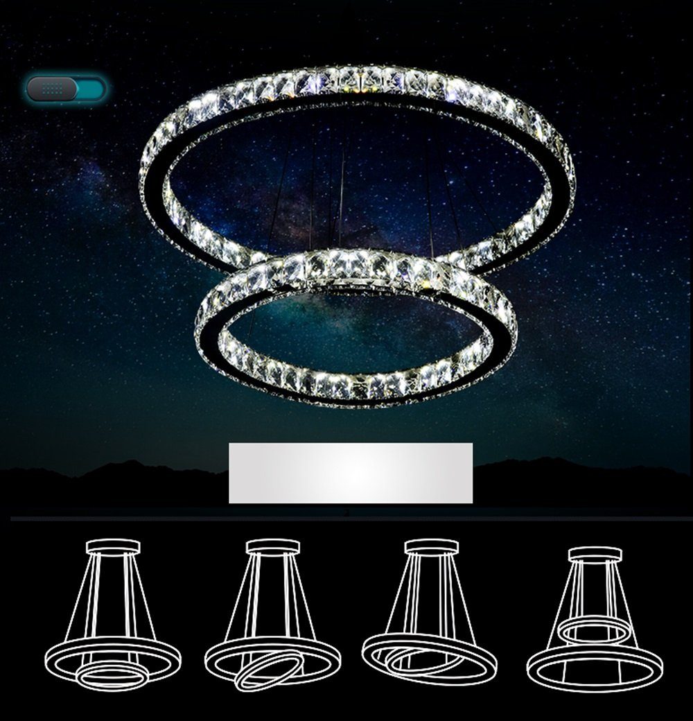 Euroton LED Deckenleuchte LED Kristalleuchten klare schöne Deckenleuchten mit Fernbedienung, LED fest integriert, Einstellbar, Sehr hochwertig und Schick – Bild 2 von 4