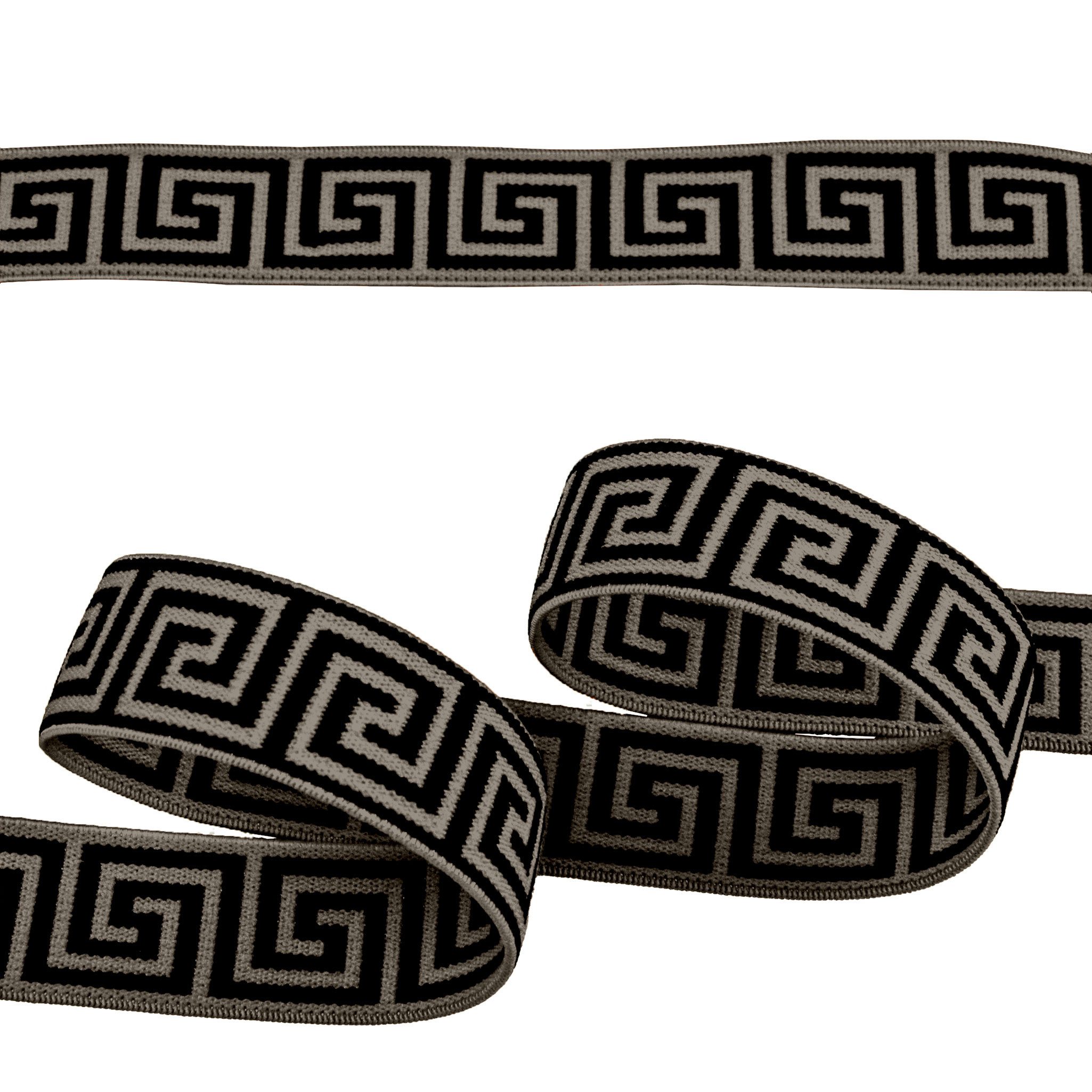 maDDma Gummiband Gummiband mit griechischen Muster ab 1mx25mm Gummilitze Elastisch, beige