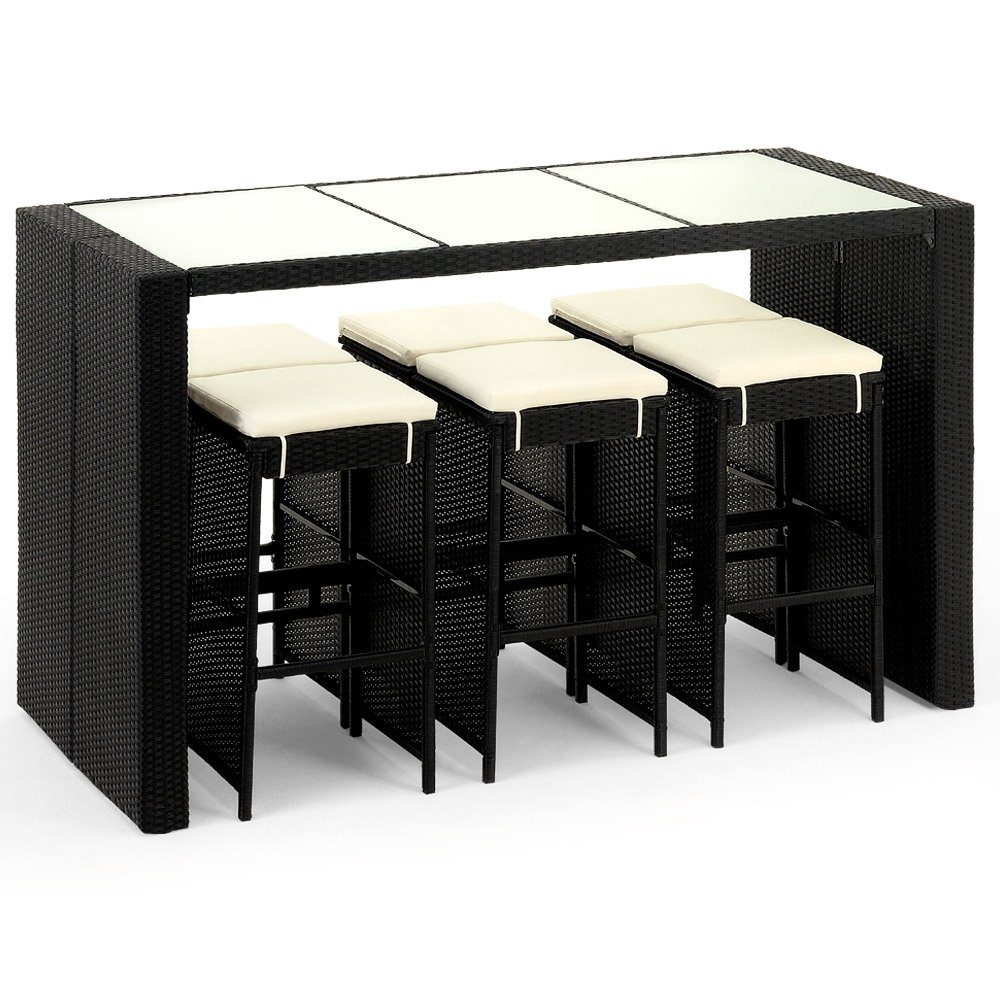 Casaria GartenbarSet »Rio«, (7tlg), Bar 6 Barhocker 7cm Auflagen