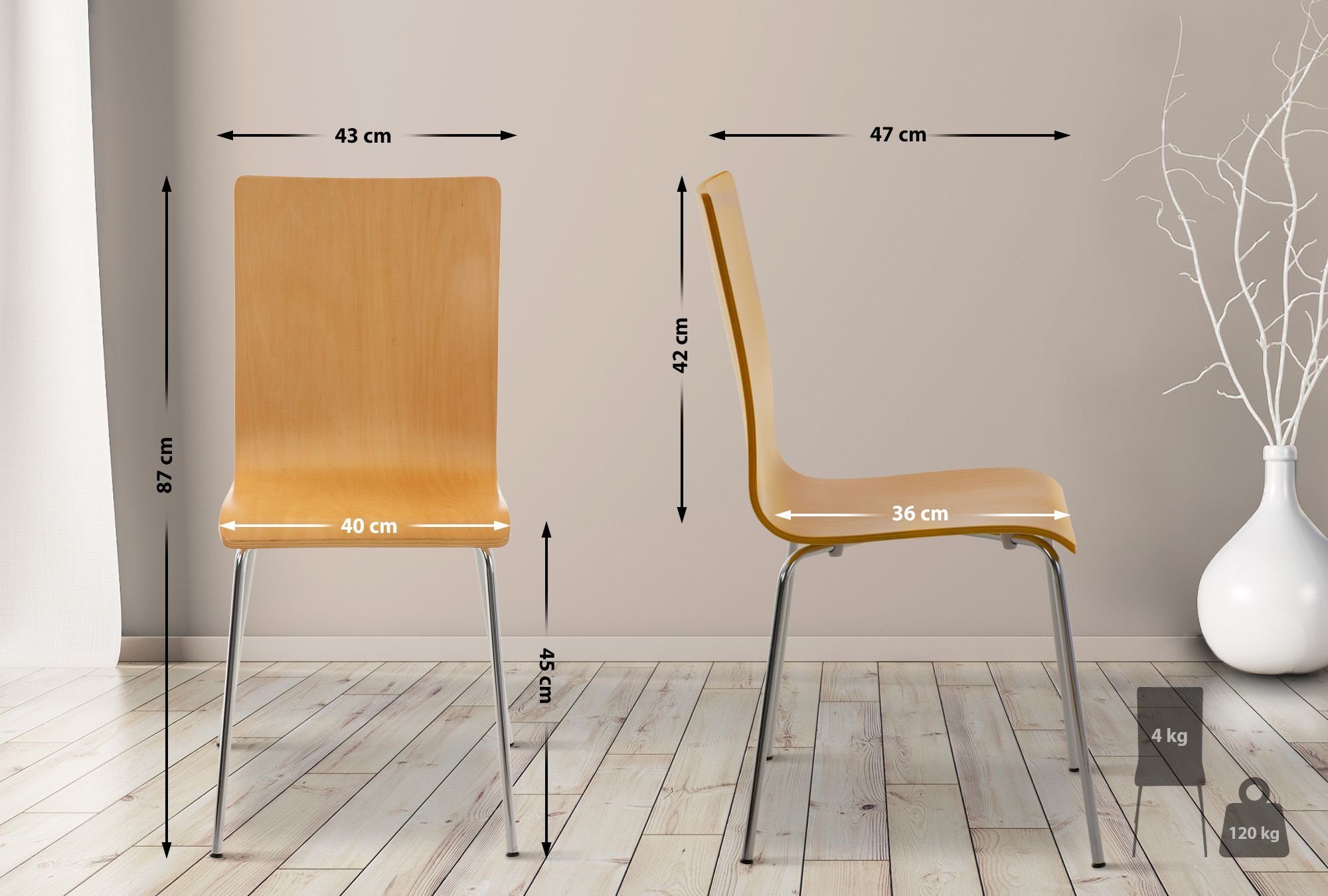 CLP Besucherstuhl Pepe, ergonomisch geformter Holzsitz günstig online kaufen