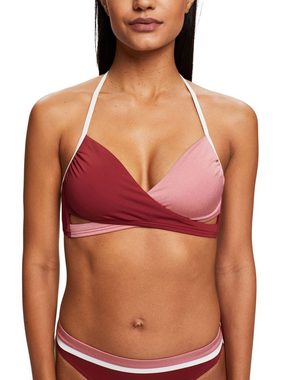 Esprit Triangel-Bikini-Top Dreifarbiges, wattiertes Bikinitop im Wickel-Look