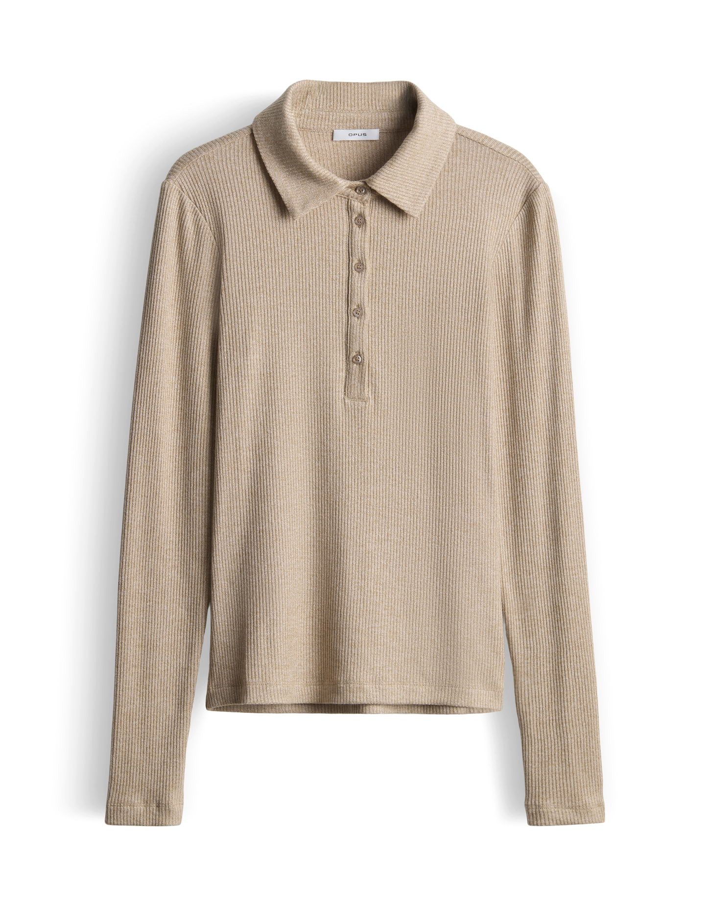 Langarm-Poloshirt SULONA Slim mit Rippenstruktur