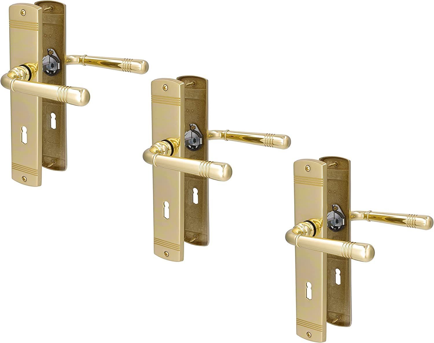 Alpertec Türbeschlag Türbeschlag 3er Set, Messing poliert für Zimmertüren (3 St)