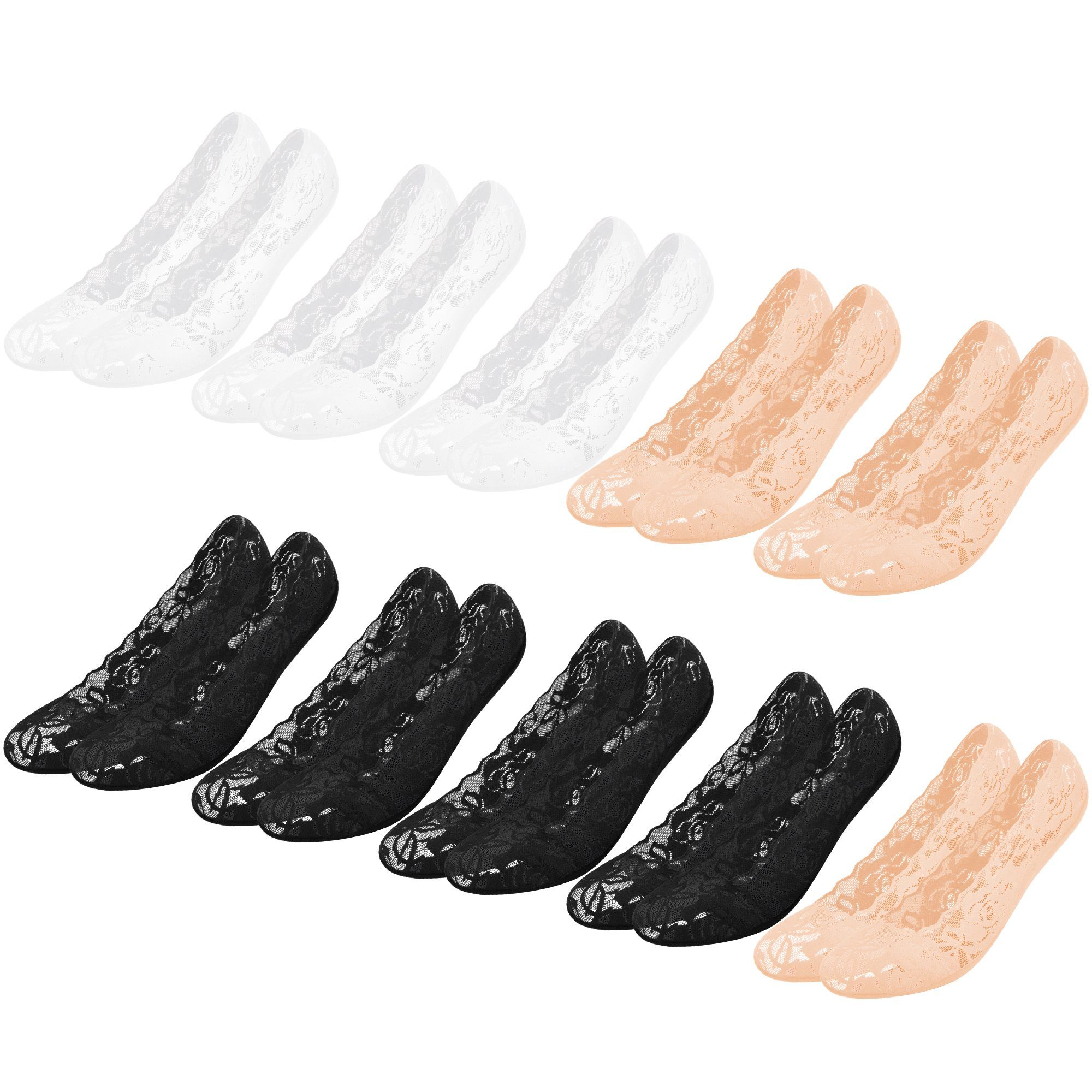 Joyan Unsichtbare Socken Damen: 7 Paar Füßlinge, Rutschfest, Atmungsaktiv – Hautfarben & Schwarz