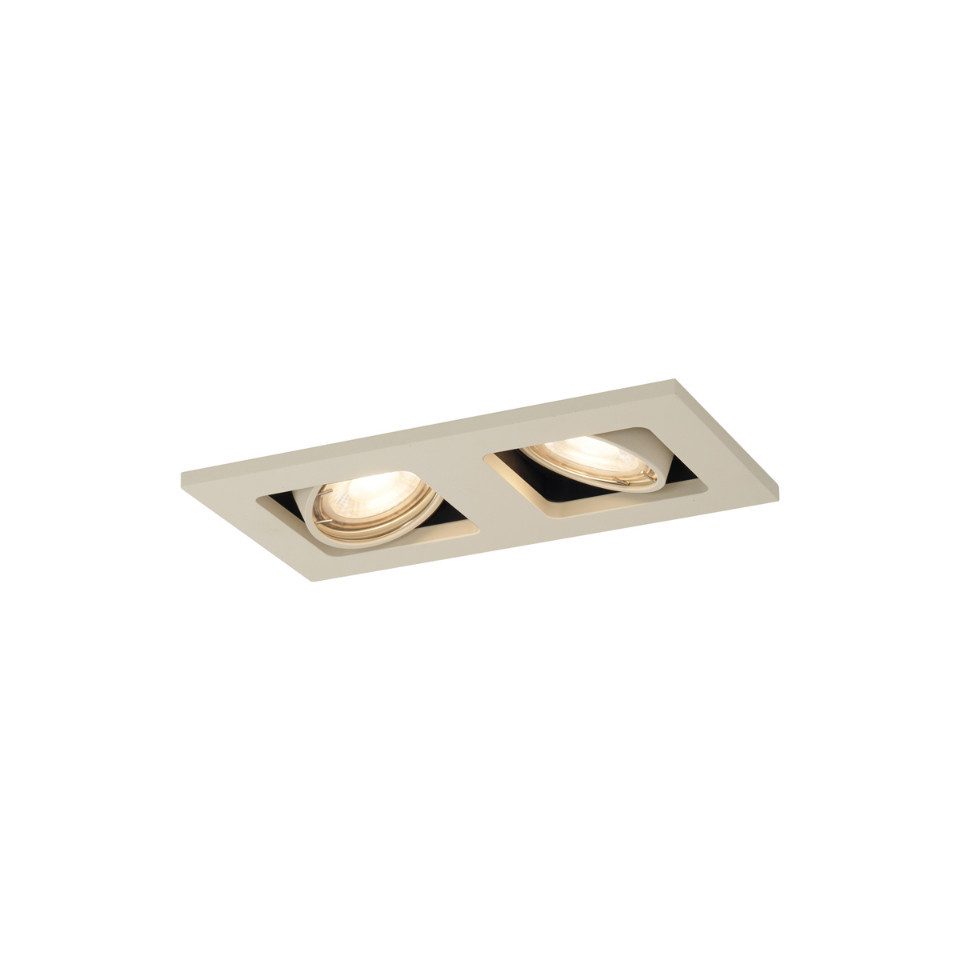 Qazqa LED Einbaustrahler Qure, ohne Leuchtmittel, GU10, Beige, Modern, Aluminium, 2-flammig