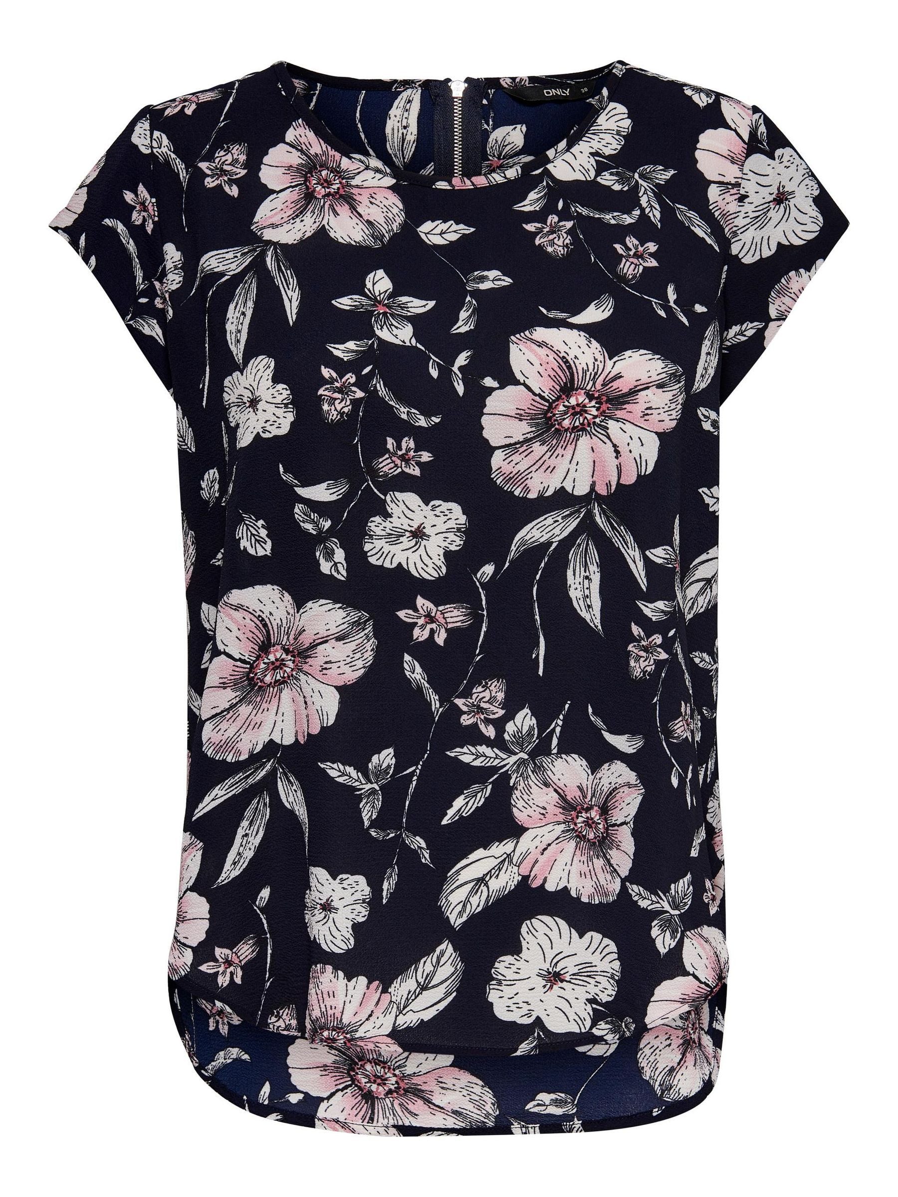 ONLY Blusenshirt Print Kurzarm ONLVIC (1-tlg) ONLVIC S/S AOP TOP NOOS PTM