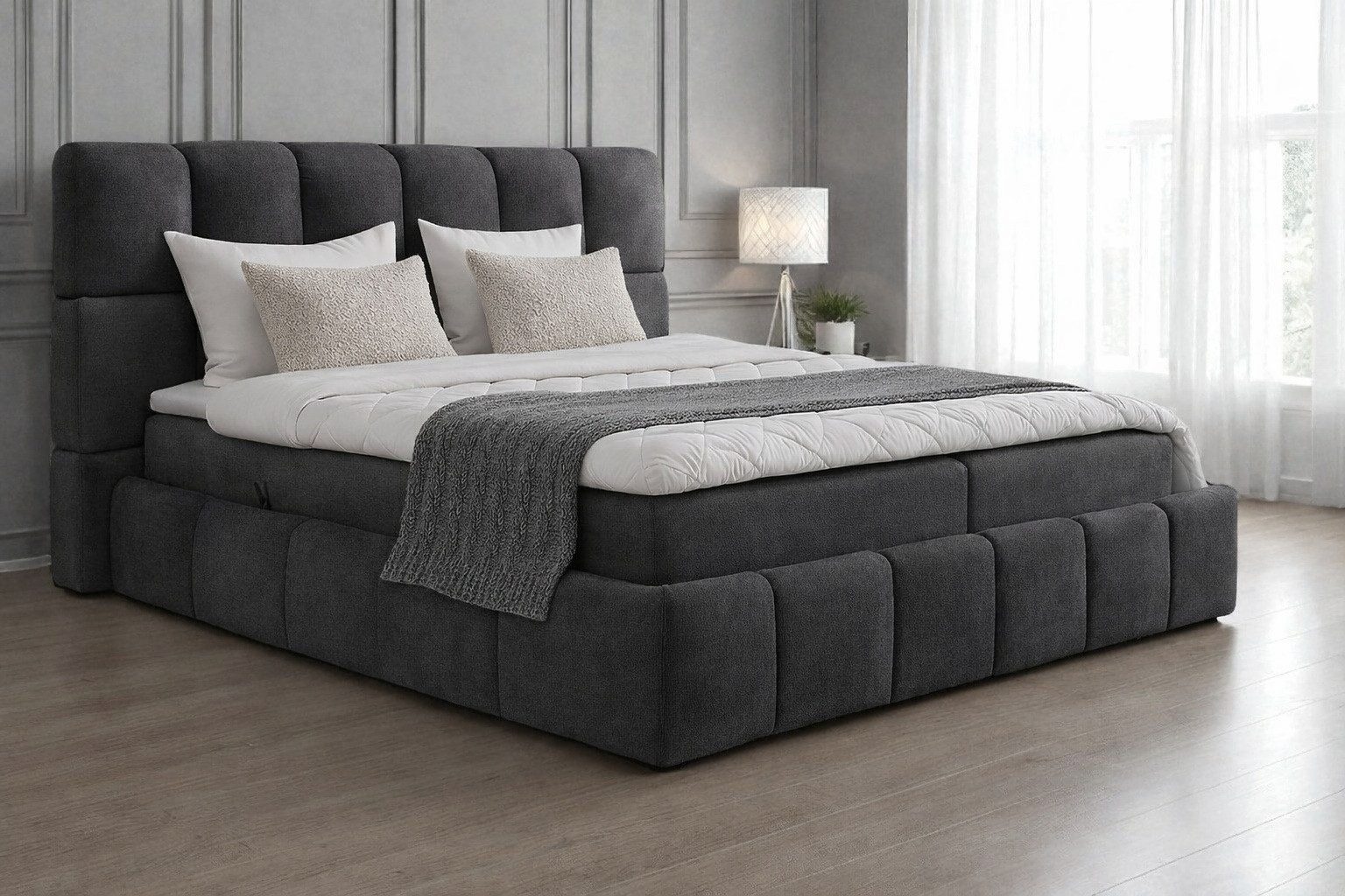 Labett Boxspringbett AURA Bubble Boucle Bett mit Stauraum - 140x200 160x200 180x200 200x200