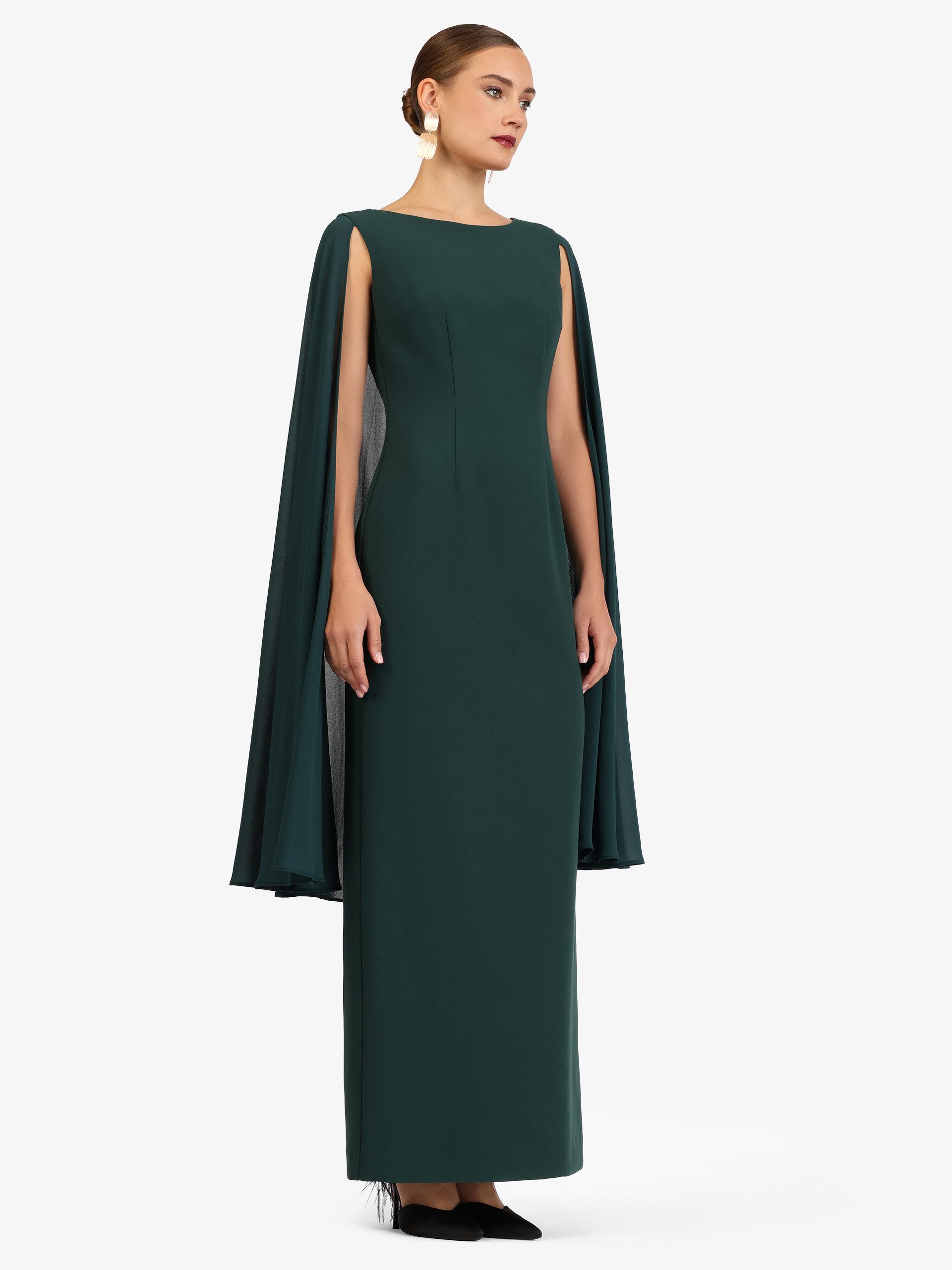 Kraimod Abendkleid mit Cape und Schlitz