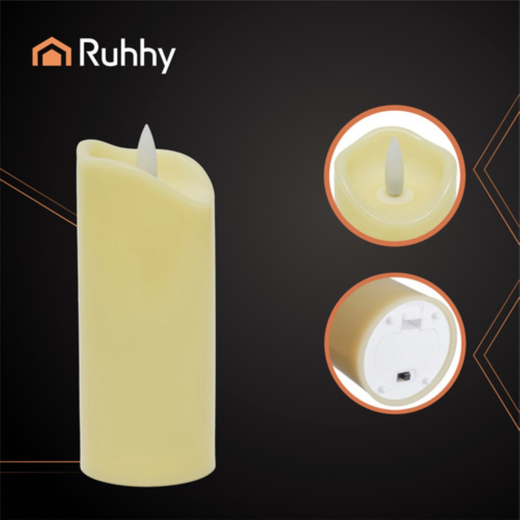 Ruhhy LED-Kerze LED Kerzeneinsatz warmweiß flackernd batteriebetrieben (LED Kerzeneinsätze Set für Grabkerzen Dekoration warmweiß, 4-tlg., 4er LED Kerzeneinsatz Set warmweiß flackernd batteriebetrieben), Flackerlichteffekt LED-Technologie kein offenes Feuer