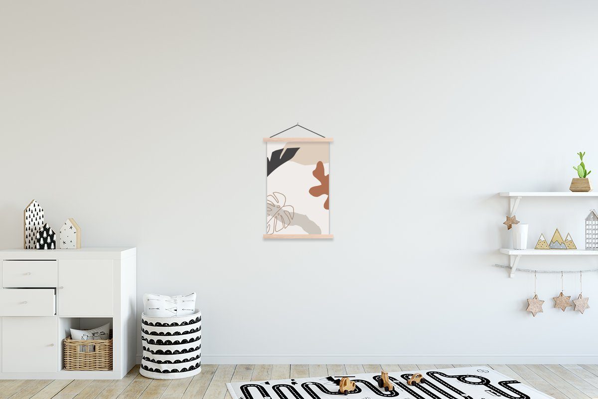 MuchoWow Poster Sommer - Blätter - Farbe - Weiß, (1 St), Posterleiste, Textilposter für Wohnzimmer, Bilderleiste, Magnetisch