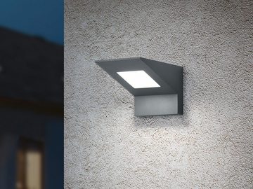 meineWunschleuchte LED Außen-Wandleuchte, LED fest integriert, Warmweiß, 2er-Set Fassadenbeleuchtung für Hauswand, Anthrazit, IP 54, Höhe 10cm