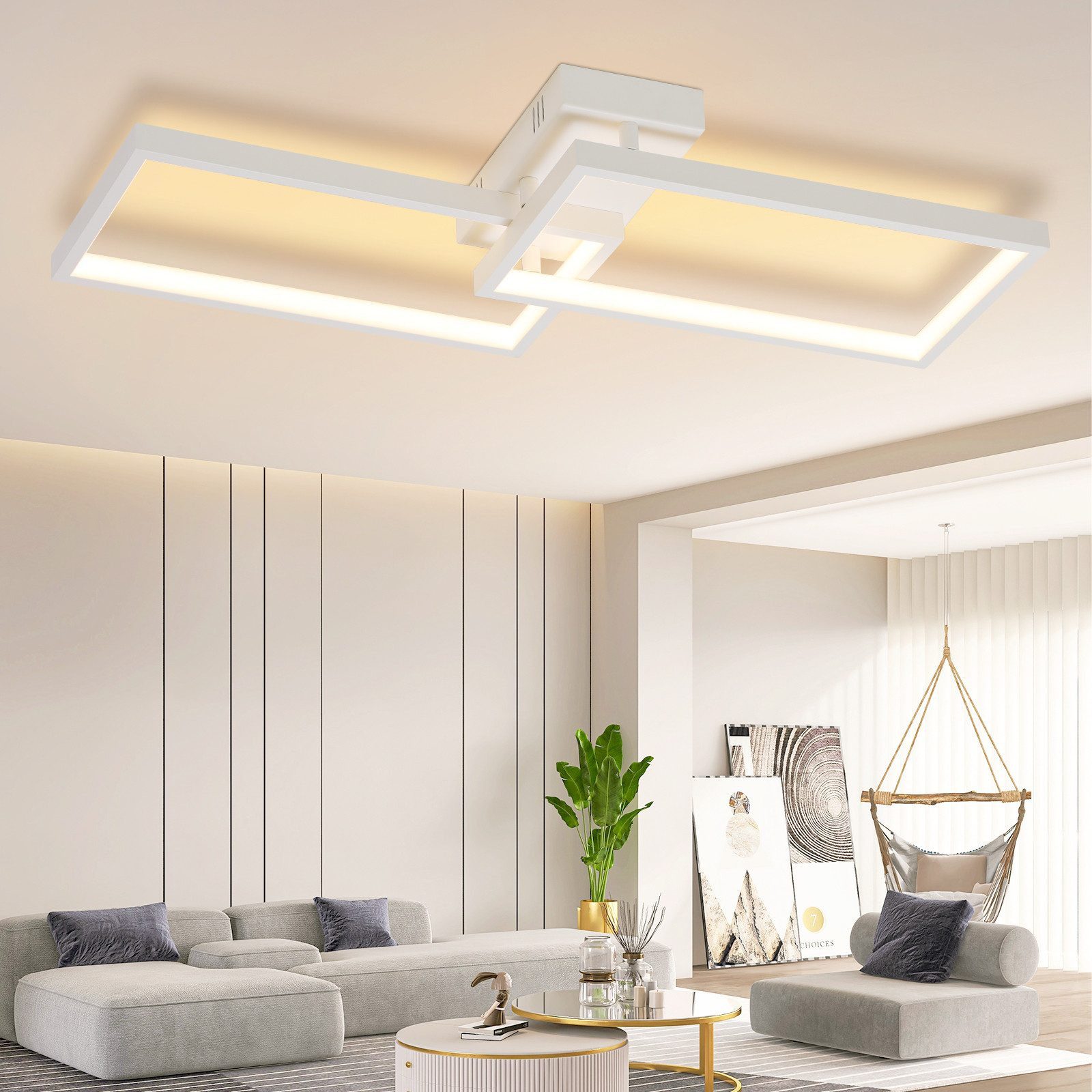 ZMH LED Deckenleuchte Wohnzimmer Modern Deckenlampe Dimmbar mit Fernbedienu günstig online kaufen