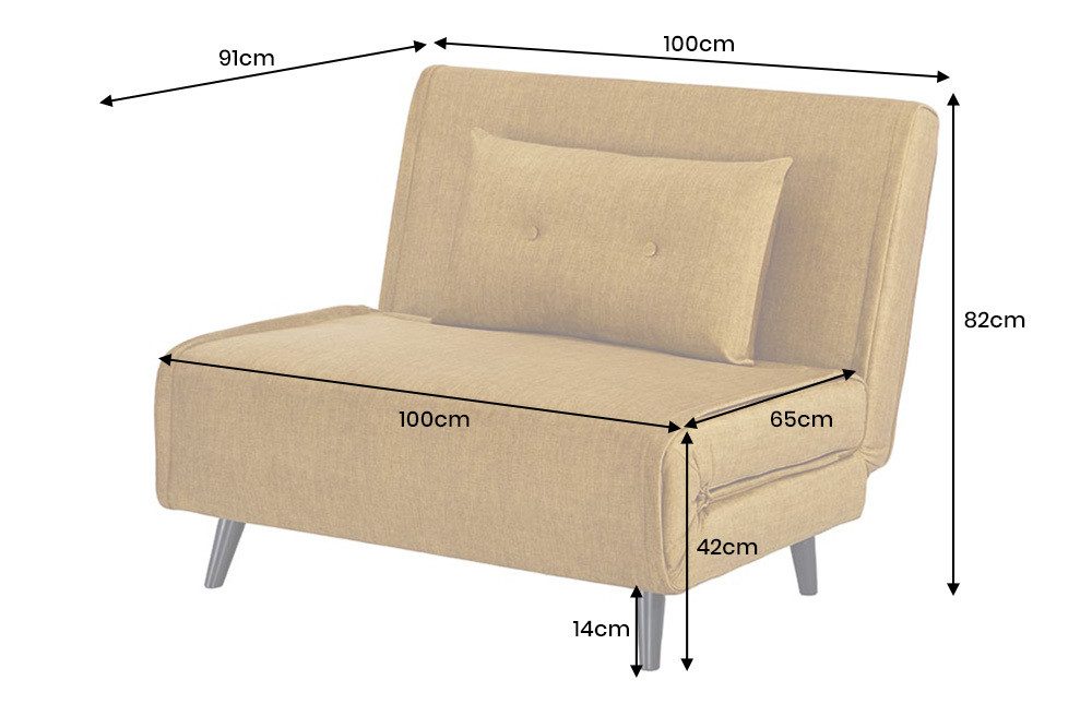 riess-ambiente Relaxsessel SMART MULTIFUNCTION 100cm senfgelb - Samt, Bettfunktion, mit Kissen (Einzelartikel, 1-St), ausziehbare Schlafgelegenheit - ideal für Wohn- oder Gästezimmer