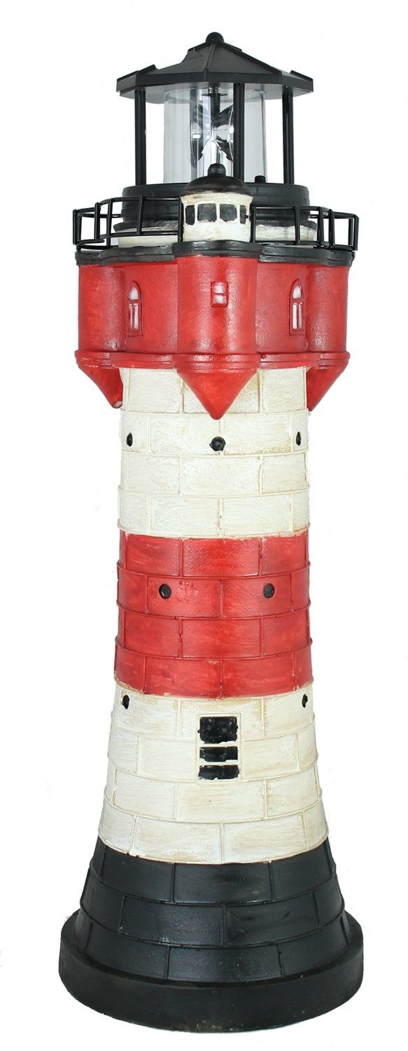 colourliving Gartenfigur Leuchtturm Roter Sand Solar Solarbetrieben LED, (Maritime Dekoration), 50 cm, Dämmerungssensor, drehendes Leuchtfeuer
