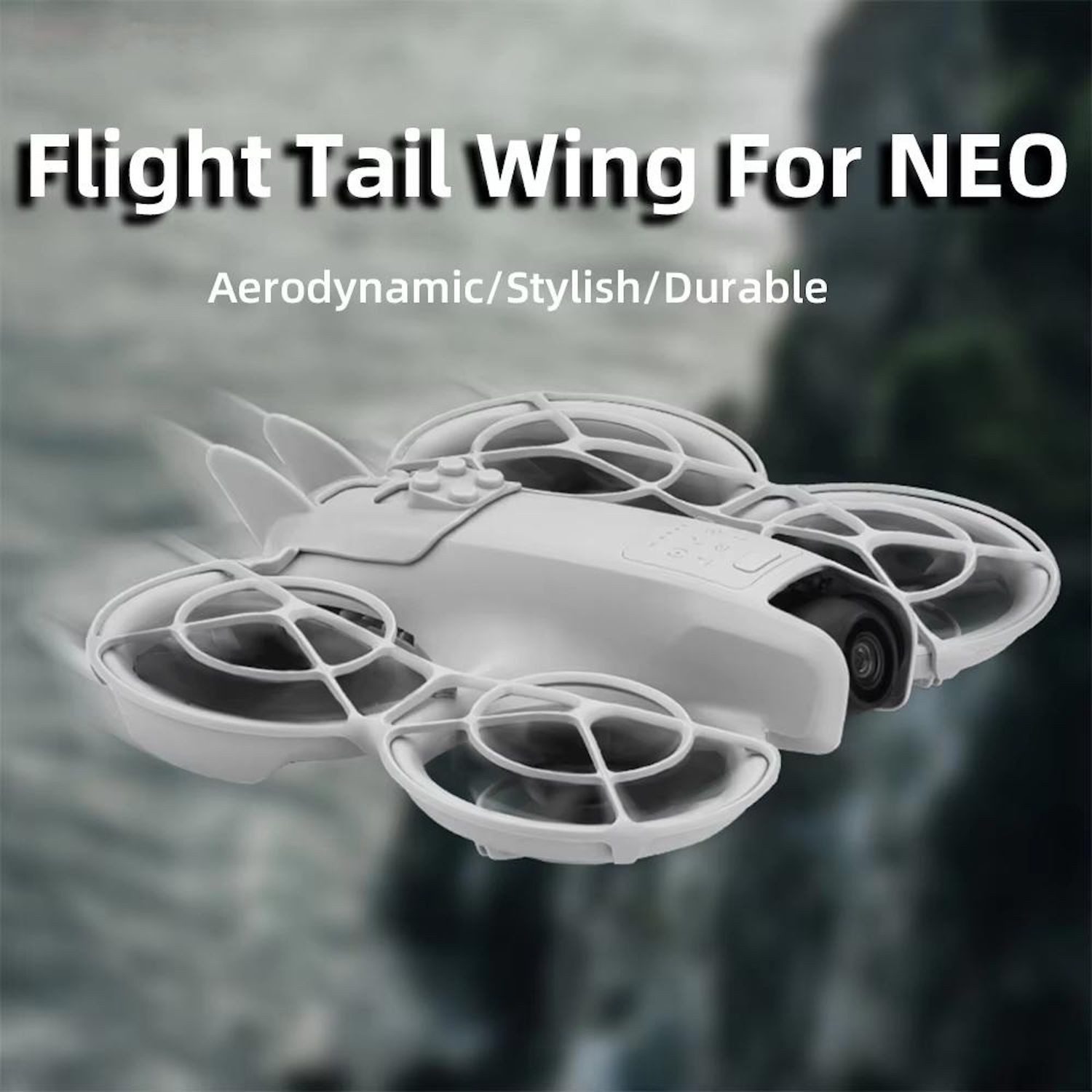 Für DJI Neo BRDRC Aerodynamische Flosse Flügel mit Figurenhalter Grau Zubehör Drohne