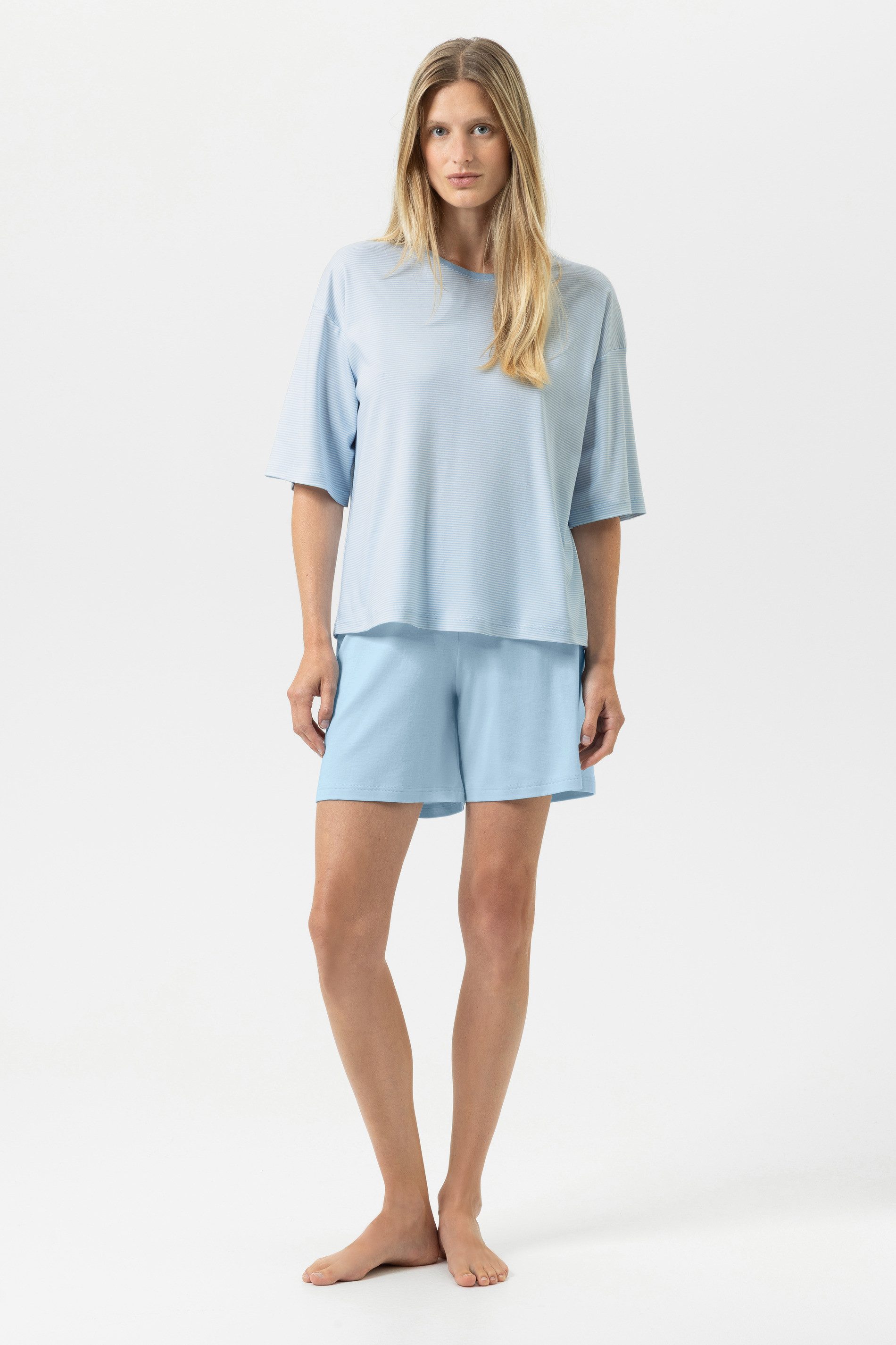 Mey Schlafanzug Mey Anzug kurz Serie Simple Stripes Gestreift (2 tlg) Reine Baumwolle, Jersey-Qualität, purer Komfort