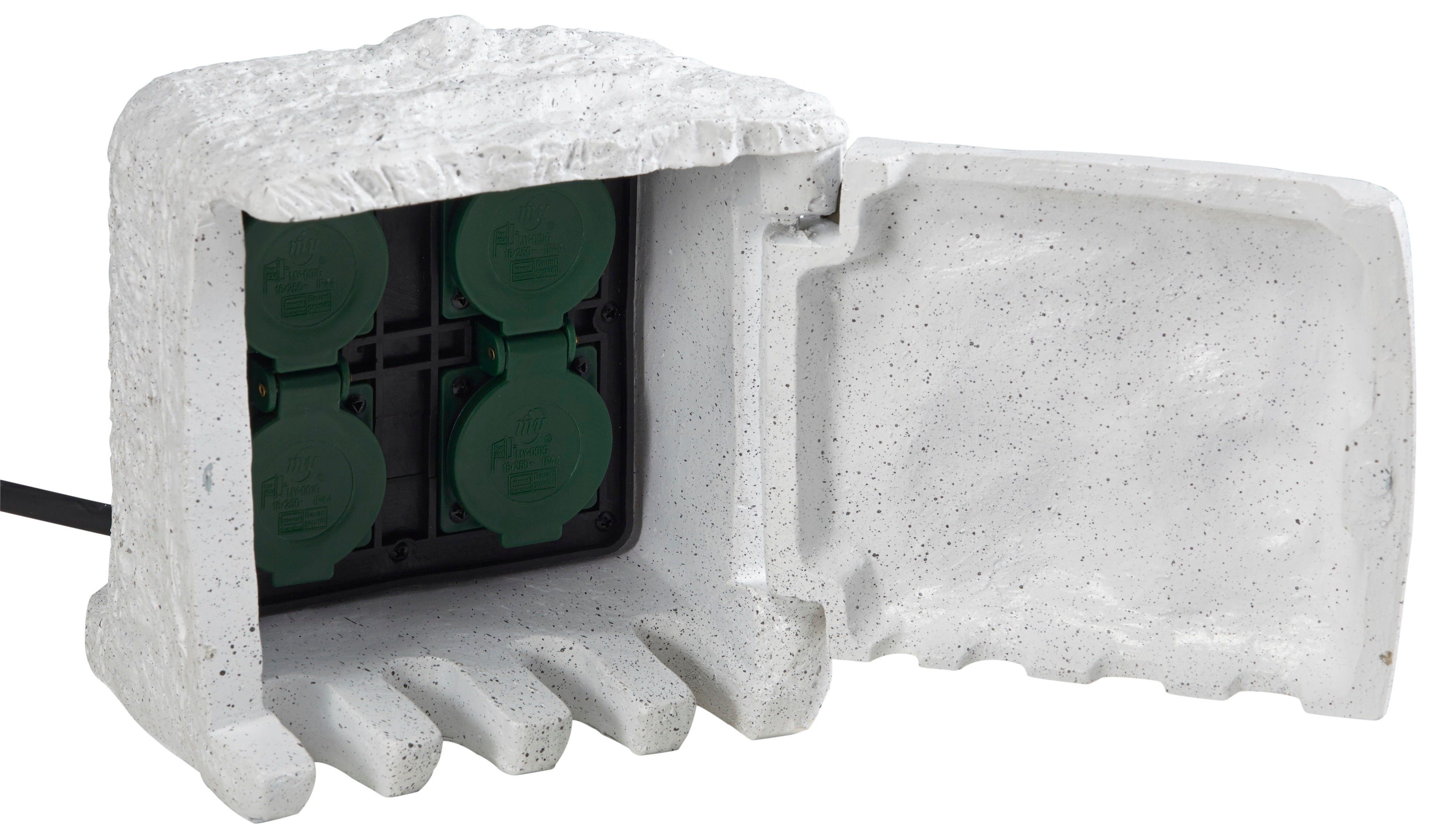 Ubbink Gartensteckdose Stone Decor, mit 4 Steckdosen