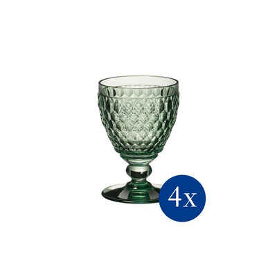 Villeroy & Boch Gläser-Set Boston Coloured Weißweinglas Grün, 4 Stück, Glas
