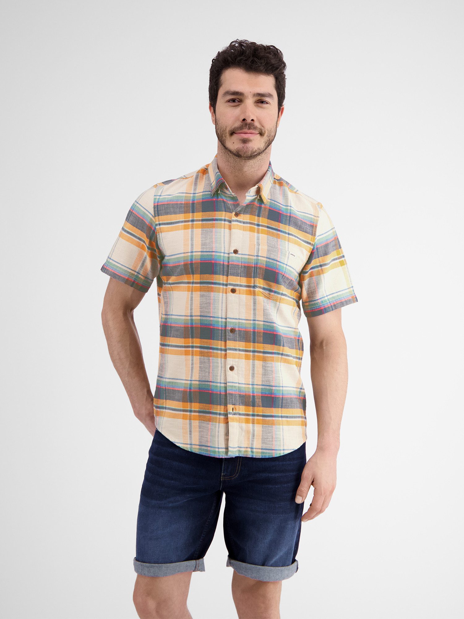 LERROS Kurzarmhemd Halbarmhemd mit Karomuster