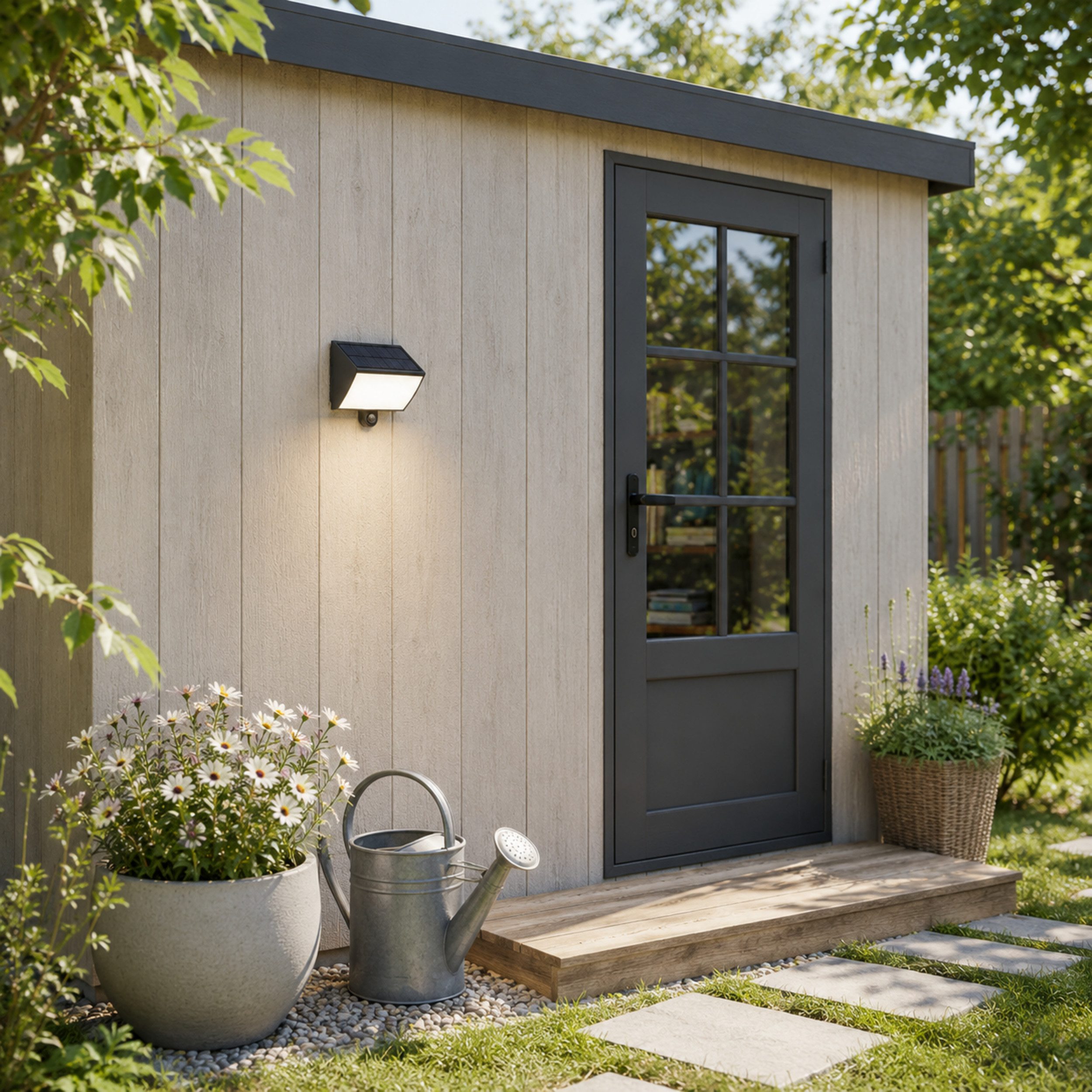 Lightbox Wandleuchte, Bewegungsmelder, LED fest integriert, warmweiß - kaltweiß, Bewegungsmelder, Solar, Akkubetrieb, LED 900lm, 2700-6500 K, schwarz