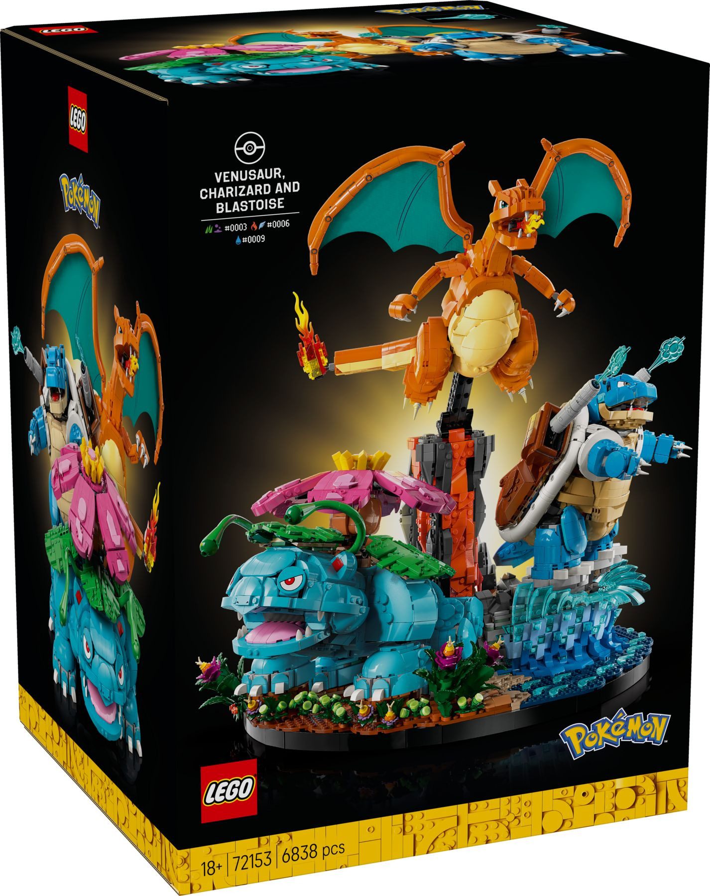 LEGO® Pokémon 72153 Bisaflor, Glurak und Turtok Konstruktionsspielsteine, (Set, 6838 Teile)