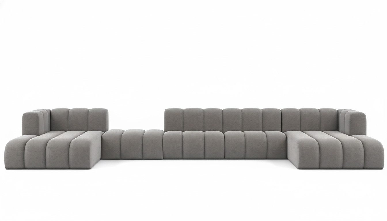 Kaiser Möbel Ecksofa modulare Wohnlandschaft, Veloursstoff Salvador, Grand U Big XL 500 cm, Extra große Wohnlandschaft,Modulares Sofa für große Räume