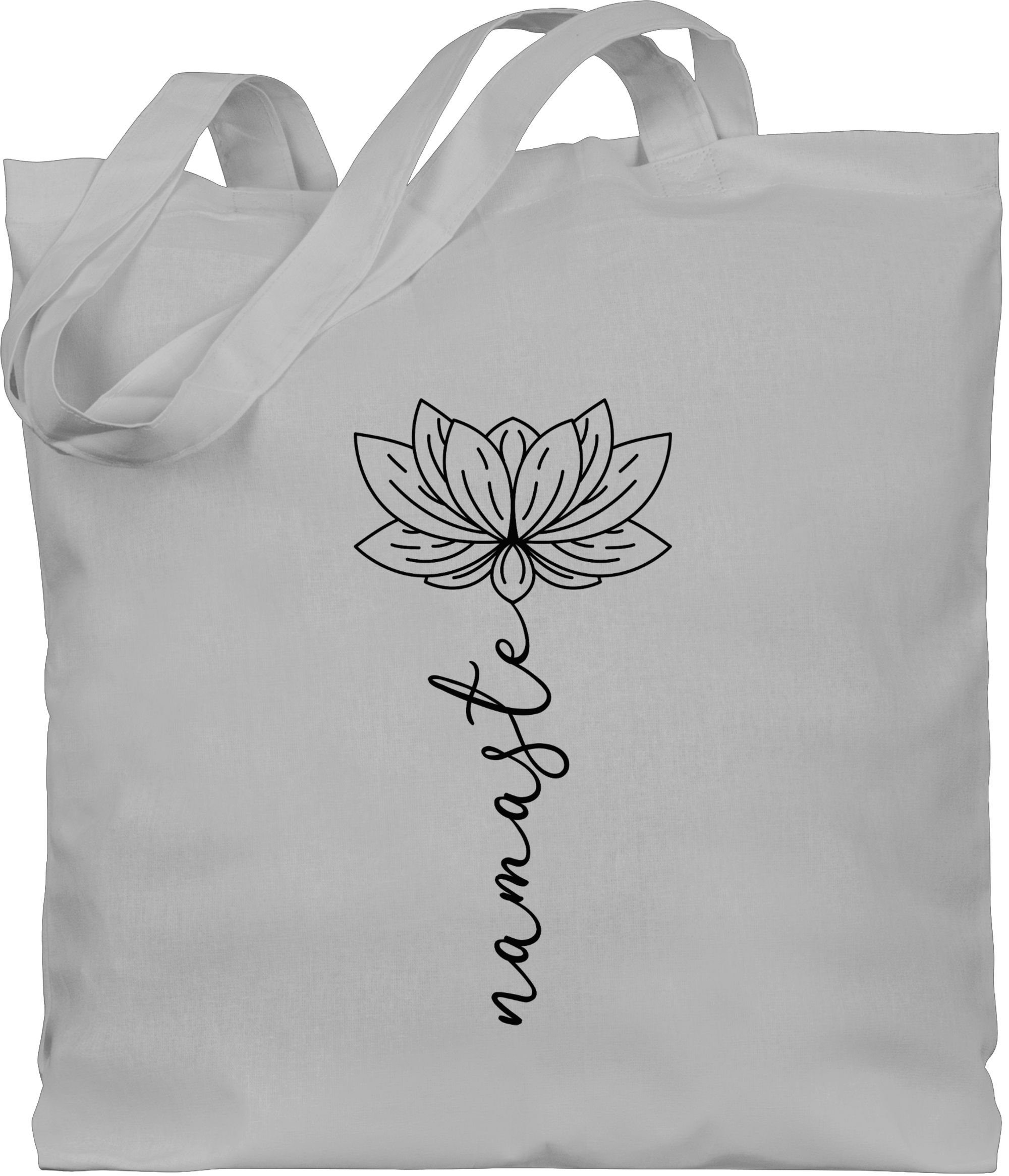 Shirtracer Umhängetasche Namaste Lotusblüte, Yoga und Wellness Geschenk 2 Hellgrau | Canvas-Taschen