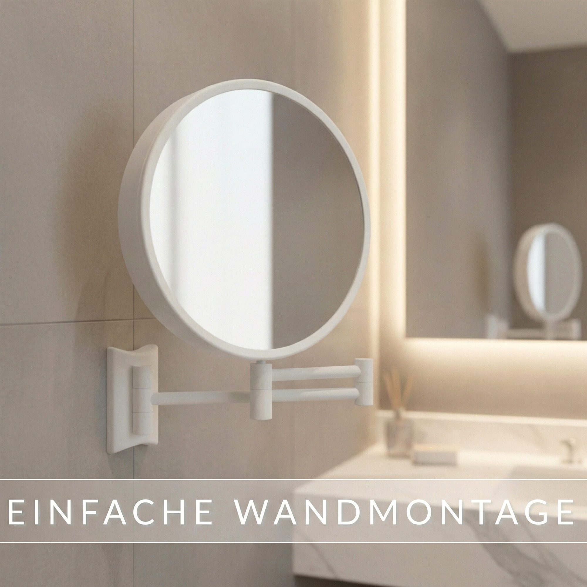 Libaro Kosmetikspiegel IMOLA mit 3-fach & 7-fach Vergrößerung, Schminkspiegel Wandmontage, Vergrößerungsspiegel, Rasierspiegel 2-seitig, klappbar 360° schwenkbar