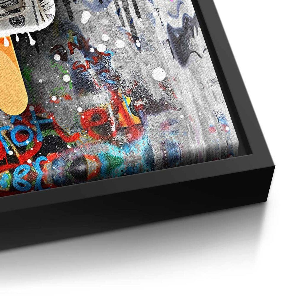 DOTCOMCANVAS® Leinwandbild, Premium - - Graffiti ohne Art Pop Motivationsbild Leinwandbild Ice Rahmen 
