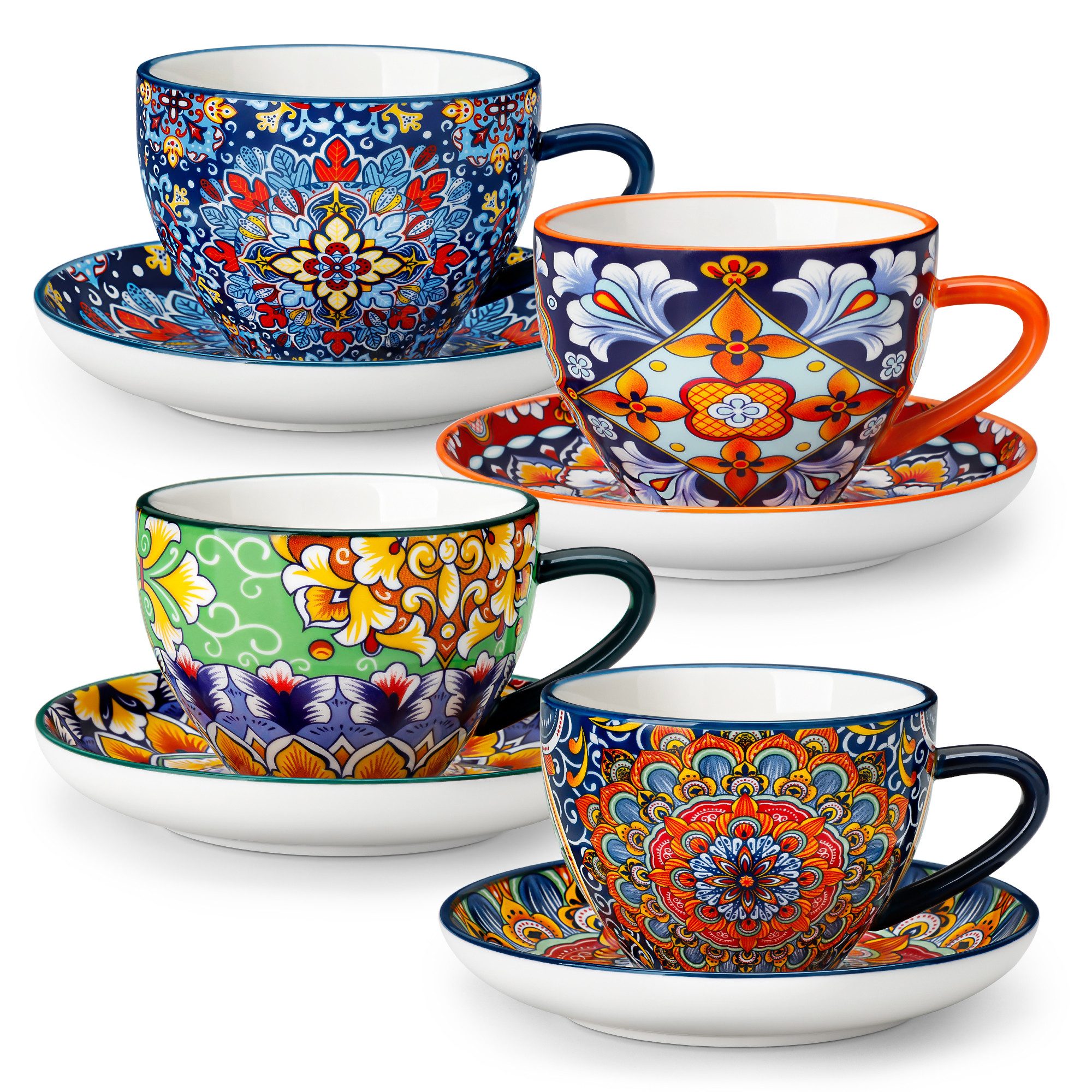 vancasso Tasse 4-tlg. Kaffeeservice, Porzellan Tasse mit Unterteller, 240ML, 4-tlg., Porzellan