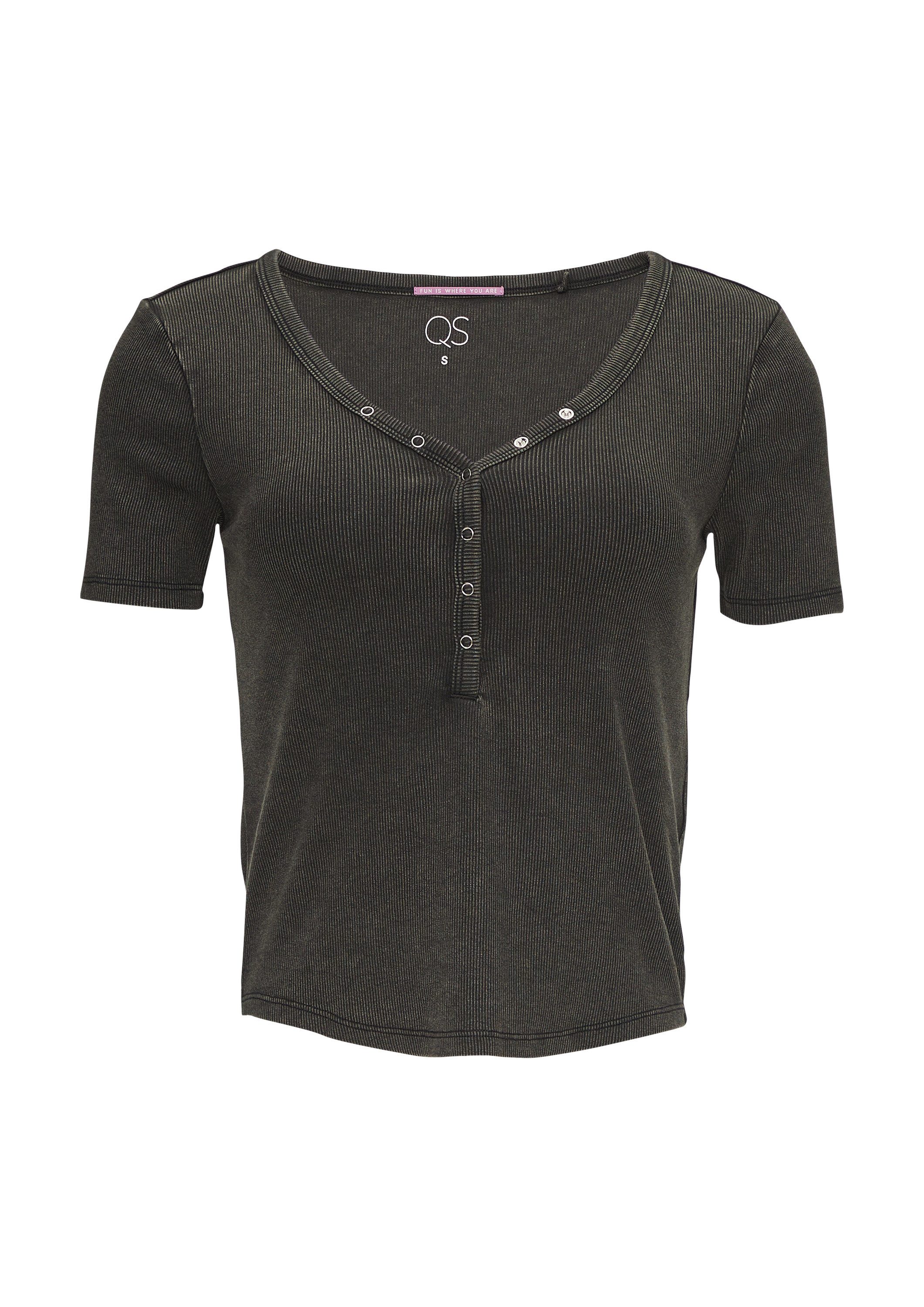 QS Kurzarmshirt T-Shirt Verkürztes T-Shirt aus Rippware im Vintage-Look günstig online kaufen