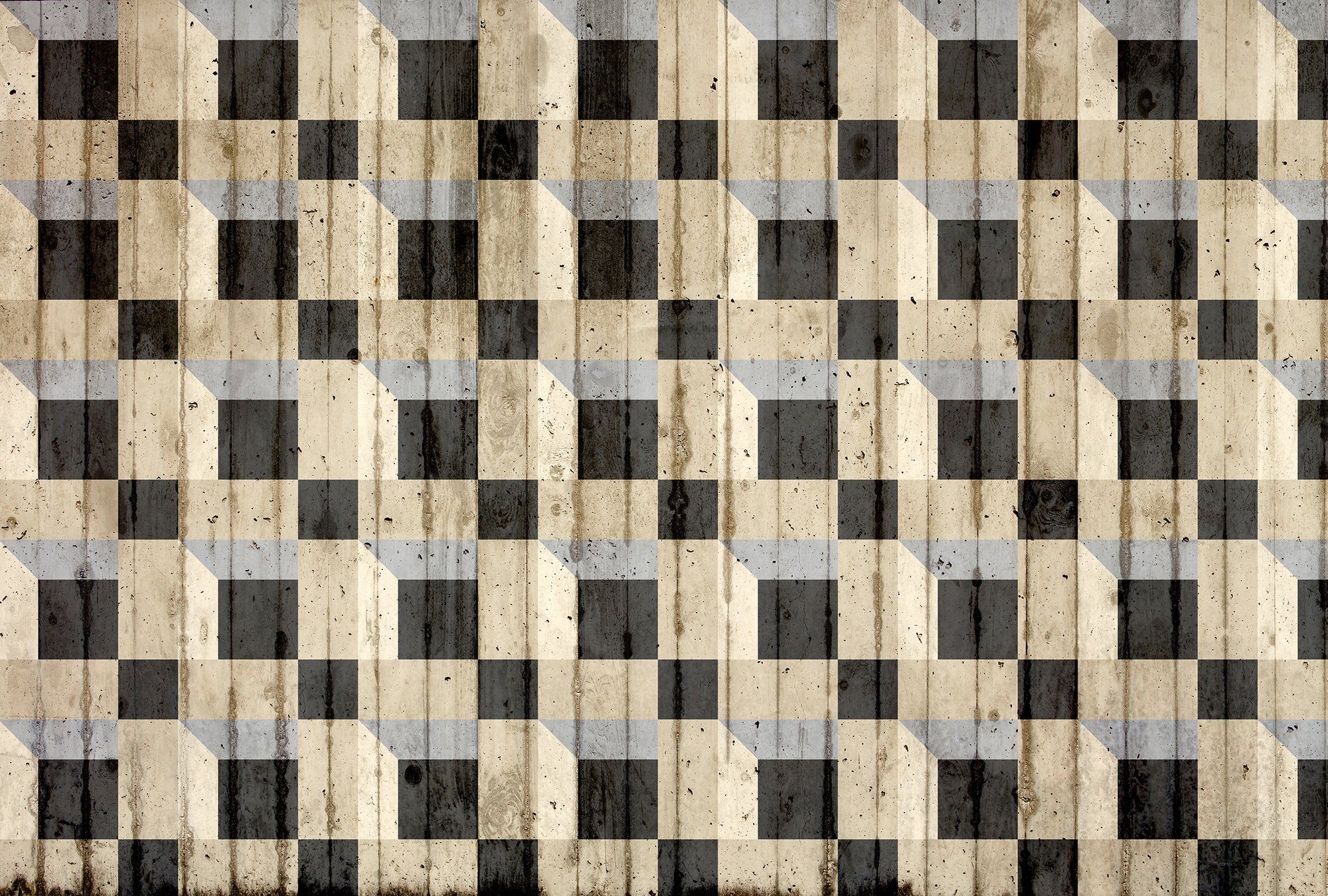 Architects Paper Fototapete (4 Squares Atelier grau/schwarz/beige 3D-Optik, 3, Schräge, Decke St), Wand, Vlies, glatt, 3D 47