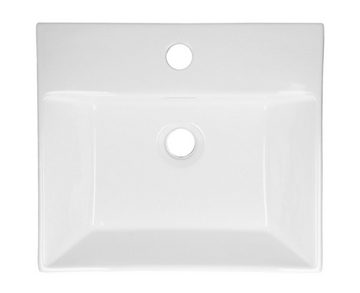 HAGO Aufsatzwaschbecken Keramik Waschbecken eckig 415x360x130 weiß mit Überlauf Aufsatzwaschbe