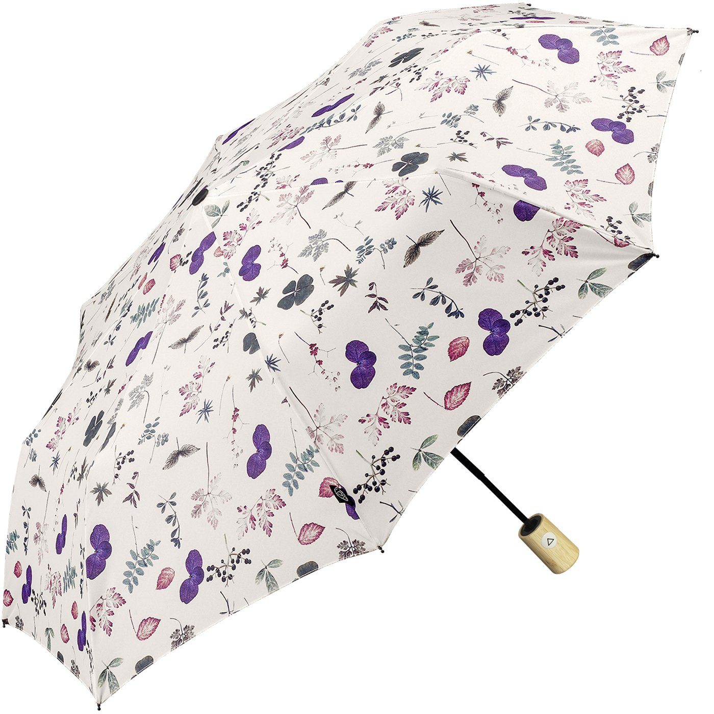 HAPPY RAIN Taschenregenschirm Earth - nachhaltiger Schirm Auf-Automatik - Leaves, gut geschützt etwas für die Umwelt tun