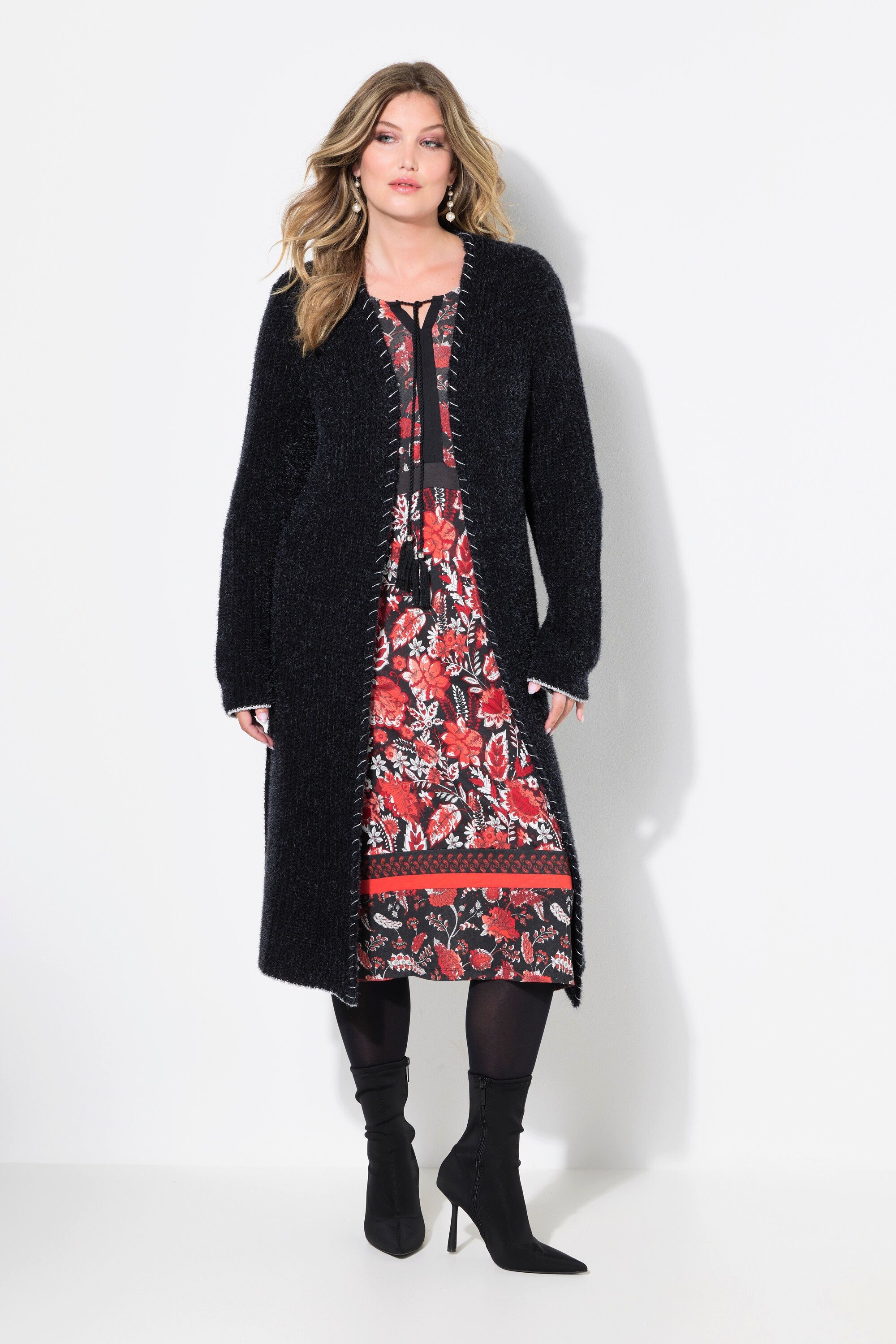 MIAMODA Strickjacke Strickjacke extra lang Ausschnitt günstig online kaufen