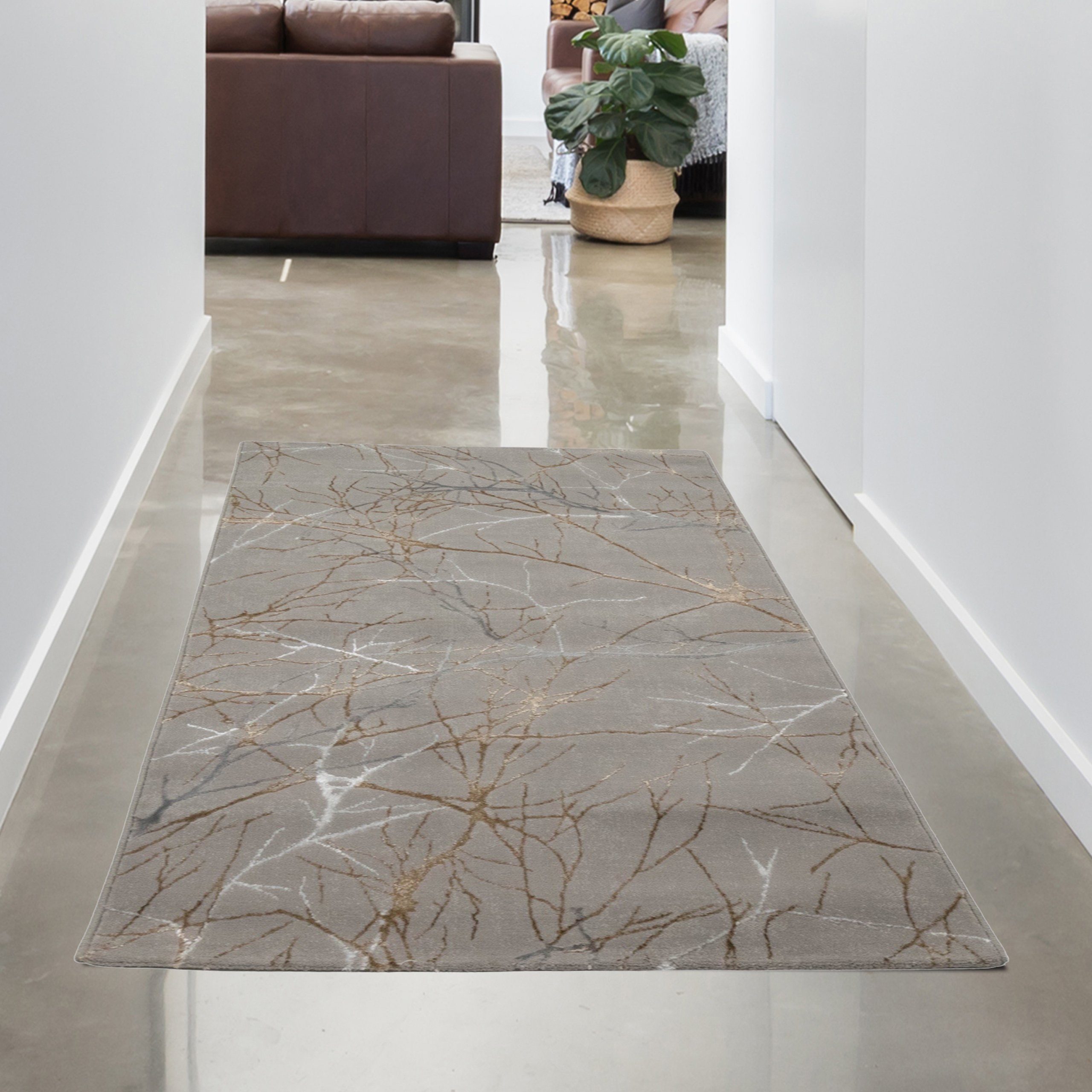 Carpetia Teppich Moderner Designerteppich mit glänzenden Ästen abstrakt gol günstig online kaufen