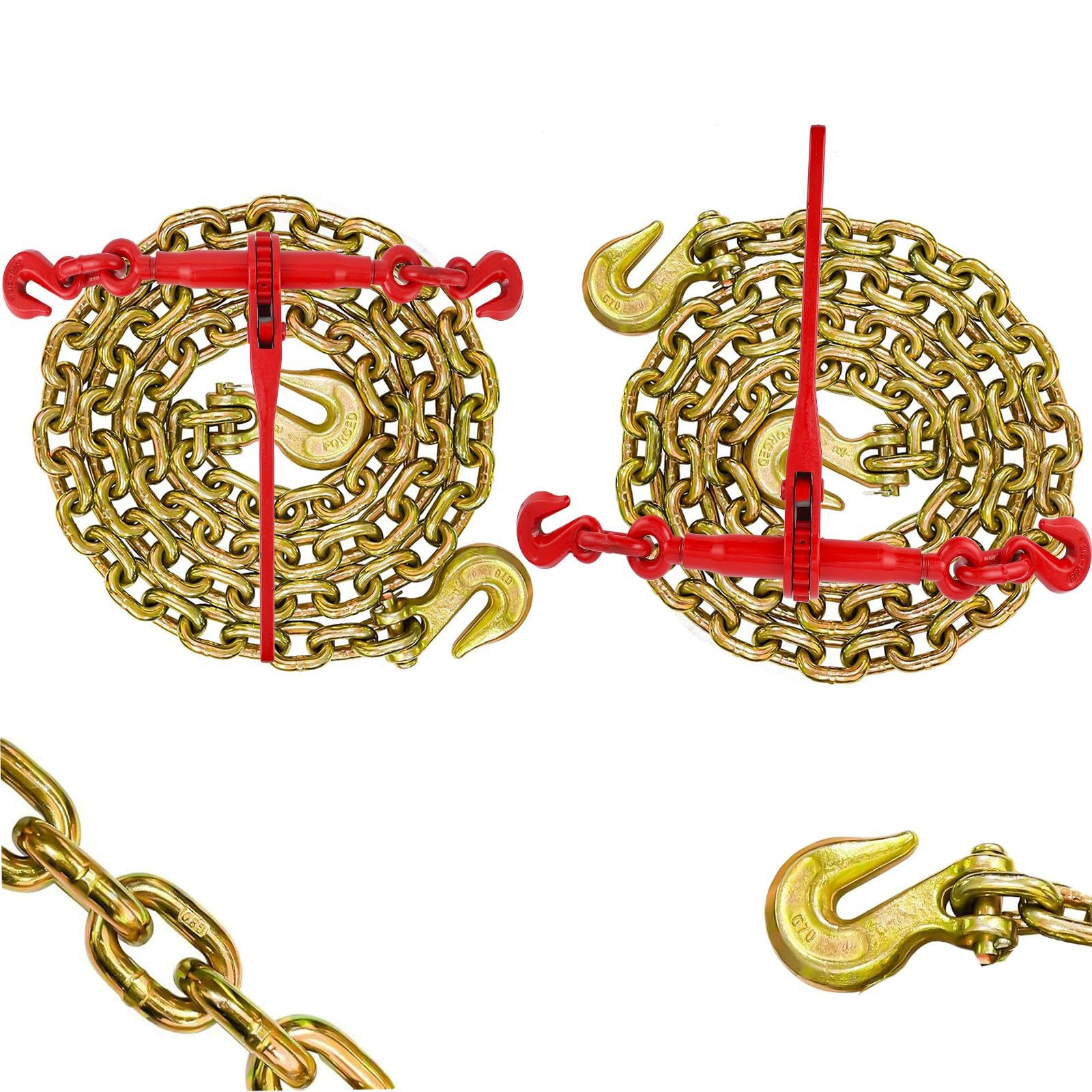 GarveeMore Поворотный крюк Kettenbinder 3/8-1/2 "*10FT Grad 70-Ketten mit 2 Binder und 2 Ketten, -]