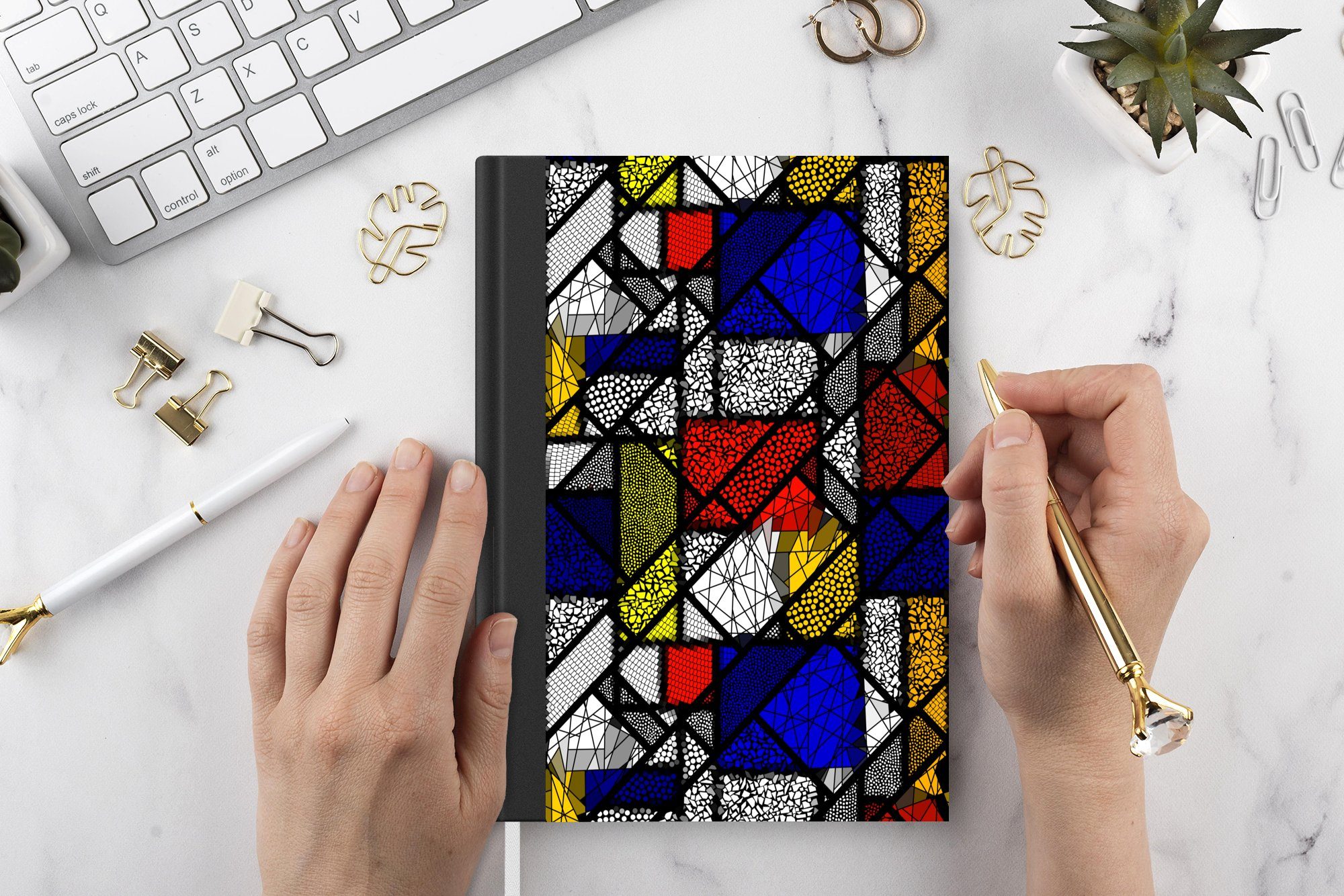 Mondrian MuchoWow - 98 Notizheft, Kunst Muster, Haushaltsbuch - Notizbuch - Regenbogen Journal, Merkzettel, Tagebuch, Seiten, A5,