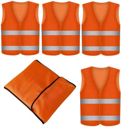 Prowiste Warnweste 4er Warnwesten Set Orange fürs Auto mit praktischer Tasche (Set, 4-tlg) 360 Grad Sichtbarkeit - Waschbar bei 40 Grad