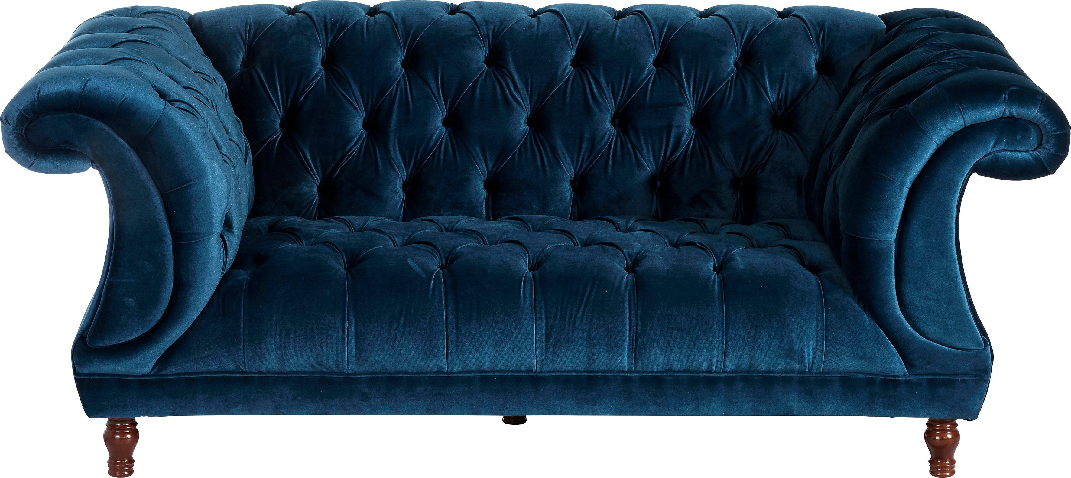 Max Winzer® Chesterfield-Sofa Isabelle, Knopfheftung & gedrechselten Füßen in Buche Nussbaum, Breite 200 cm