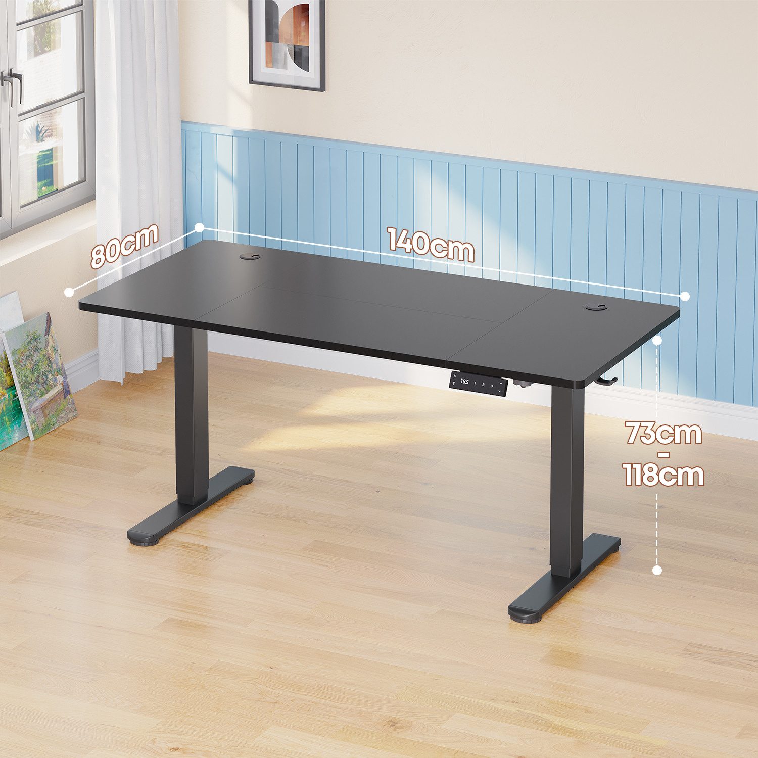HOMALL Schreibtisch Höhenverstellbarer Schreibtisch mit 3 Höhen-Speicherfunktionen (Mehrere GrdBen 120/140/160/180/200 cm mit 1 USB-Ladanschlus Tischplate mit einerTiefe von 80 cm Der Tisch besteht aus ver Tischplaten)